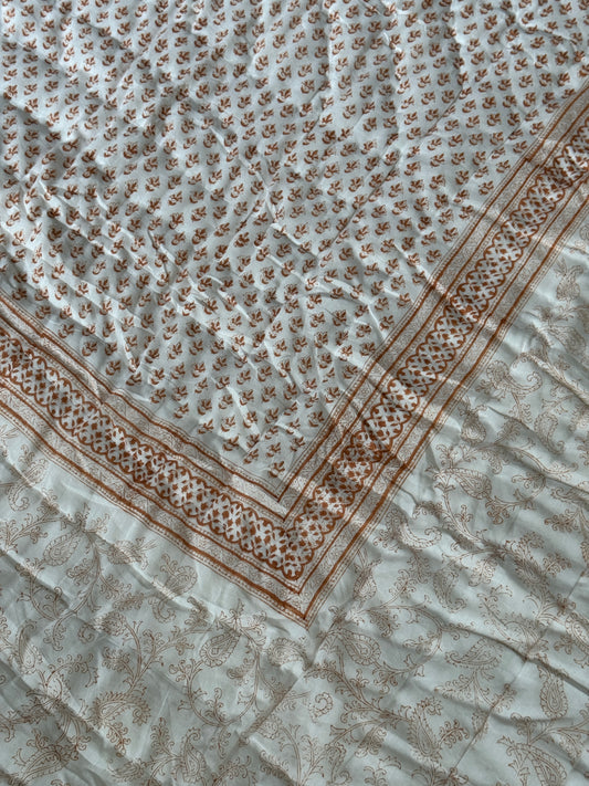 Hand block printed cotton quilt- king size 90 x 108 inches - multiple designs available