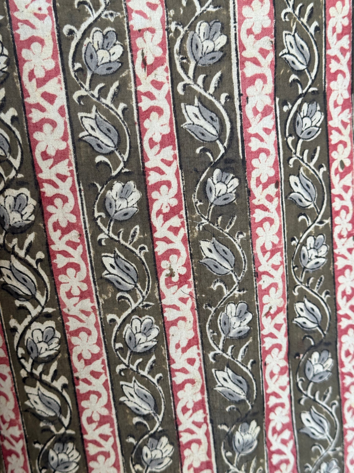 Kalamkari hand block printed cotton straight kurti with fancy neckline