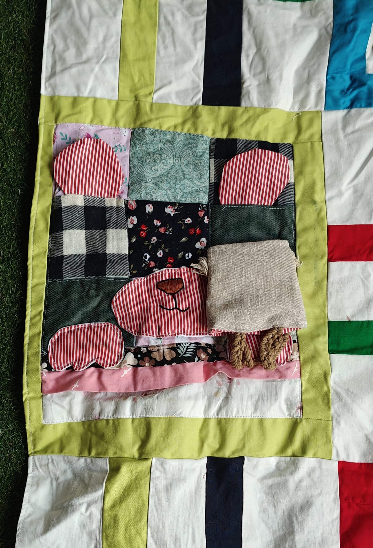 Patchwork cute hand made cotton quilts / play mats / wall decor for children - design options available