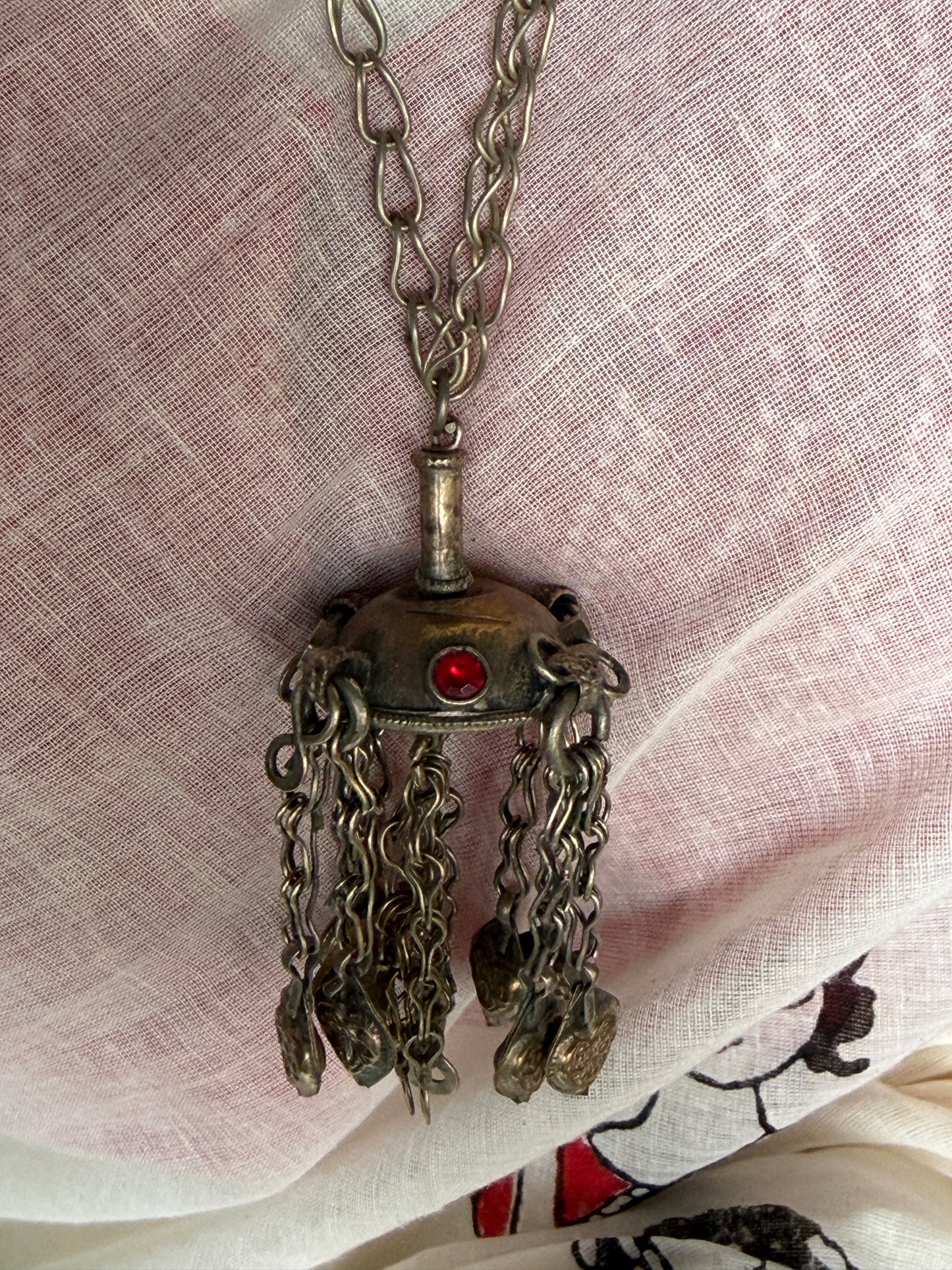 3D half sphere pendant n chain drops with big links chain handcrafted necklace
