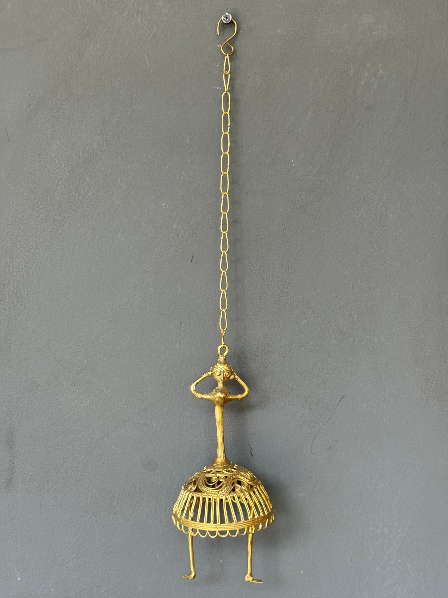 Dancing lady dokra handcrafted brass hanging decor
