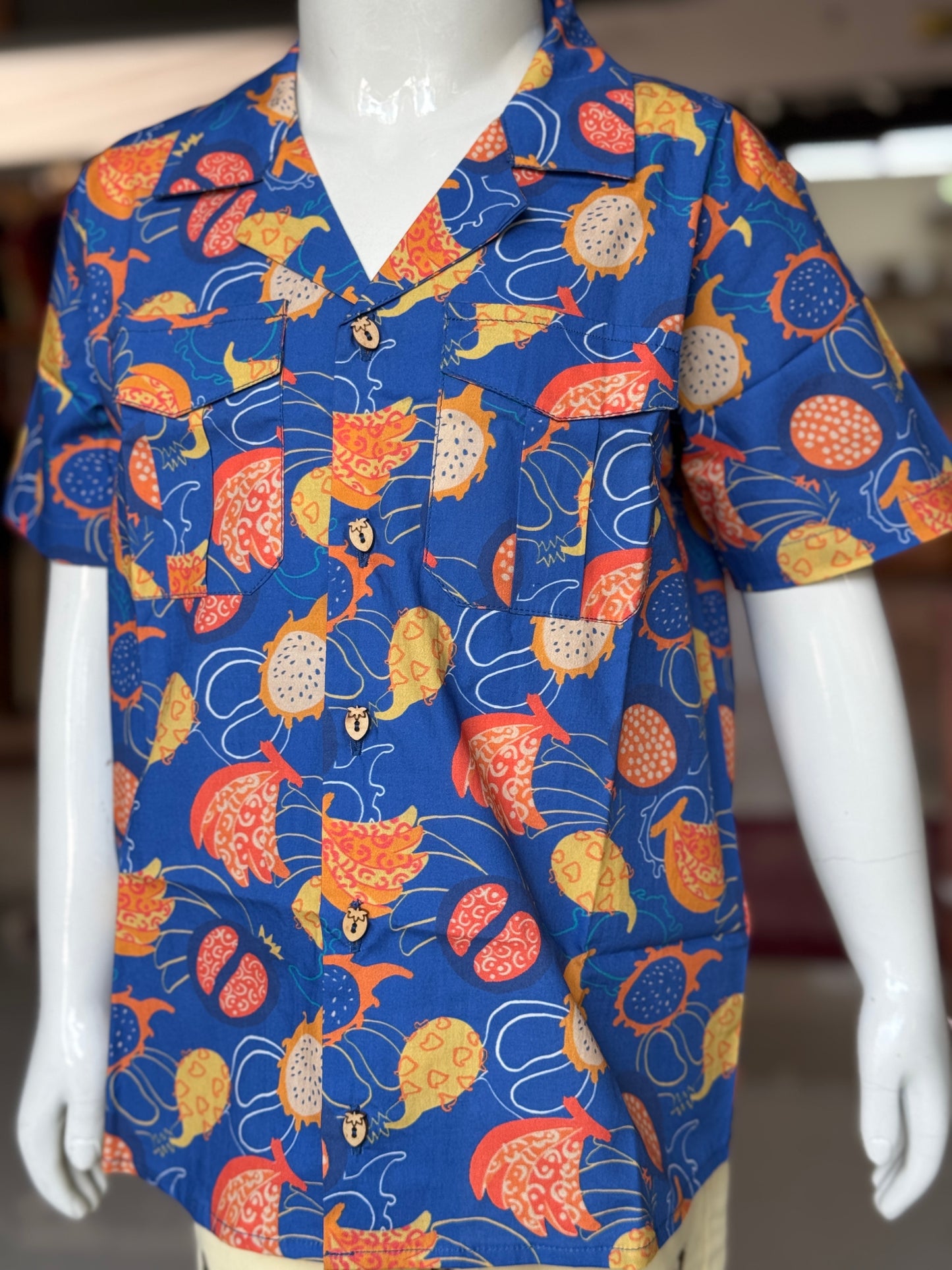 Fun digital print cotton half sleeves shirt for boys