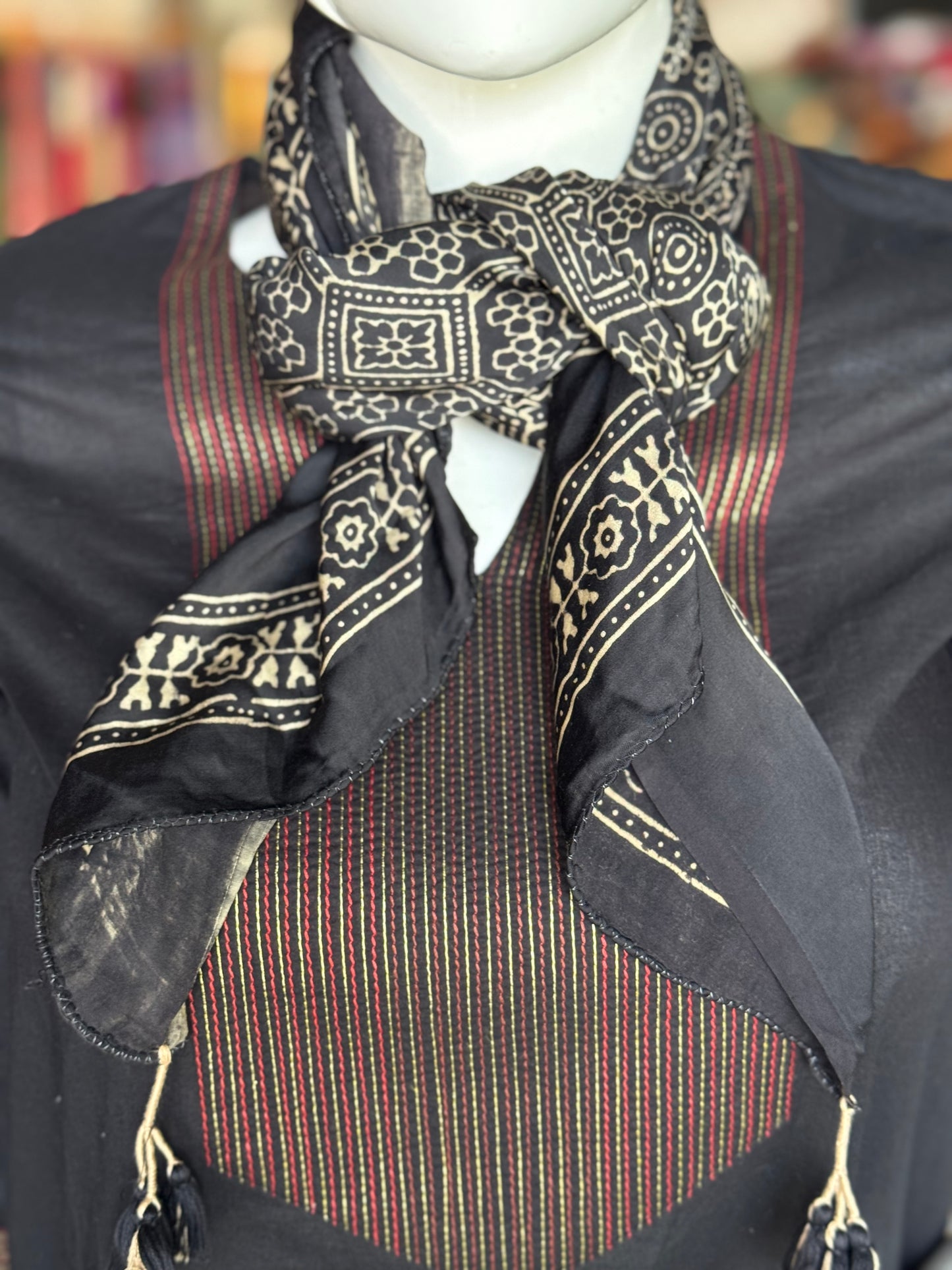 Scarf - hand block printed Ajrakh on soft modal