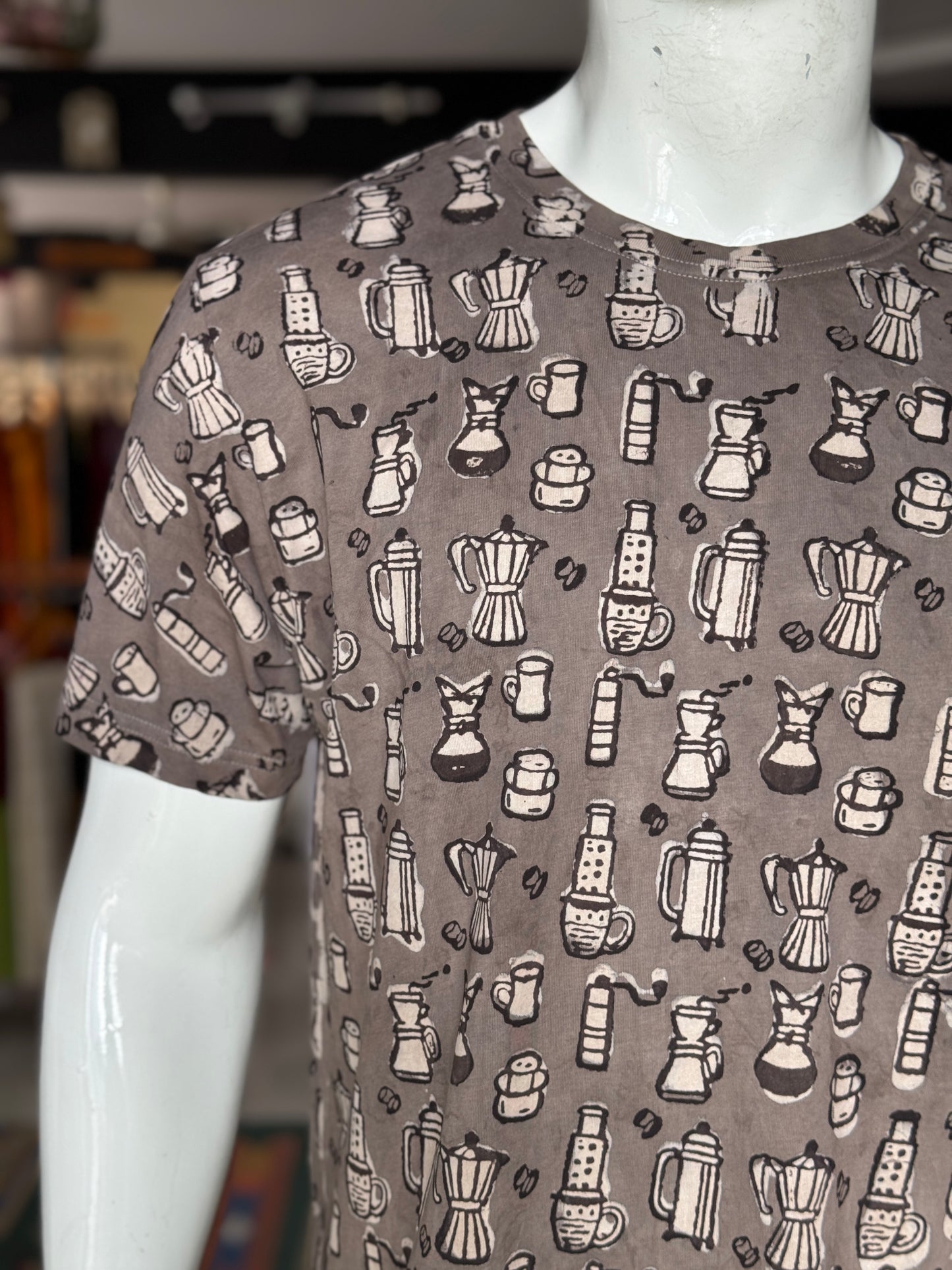 Quirky tees - hand block printed, natural dyed, mens cotton t-shirt
