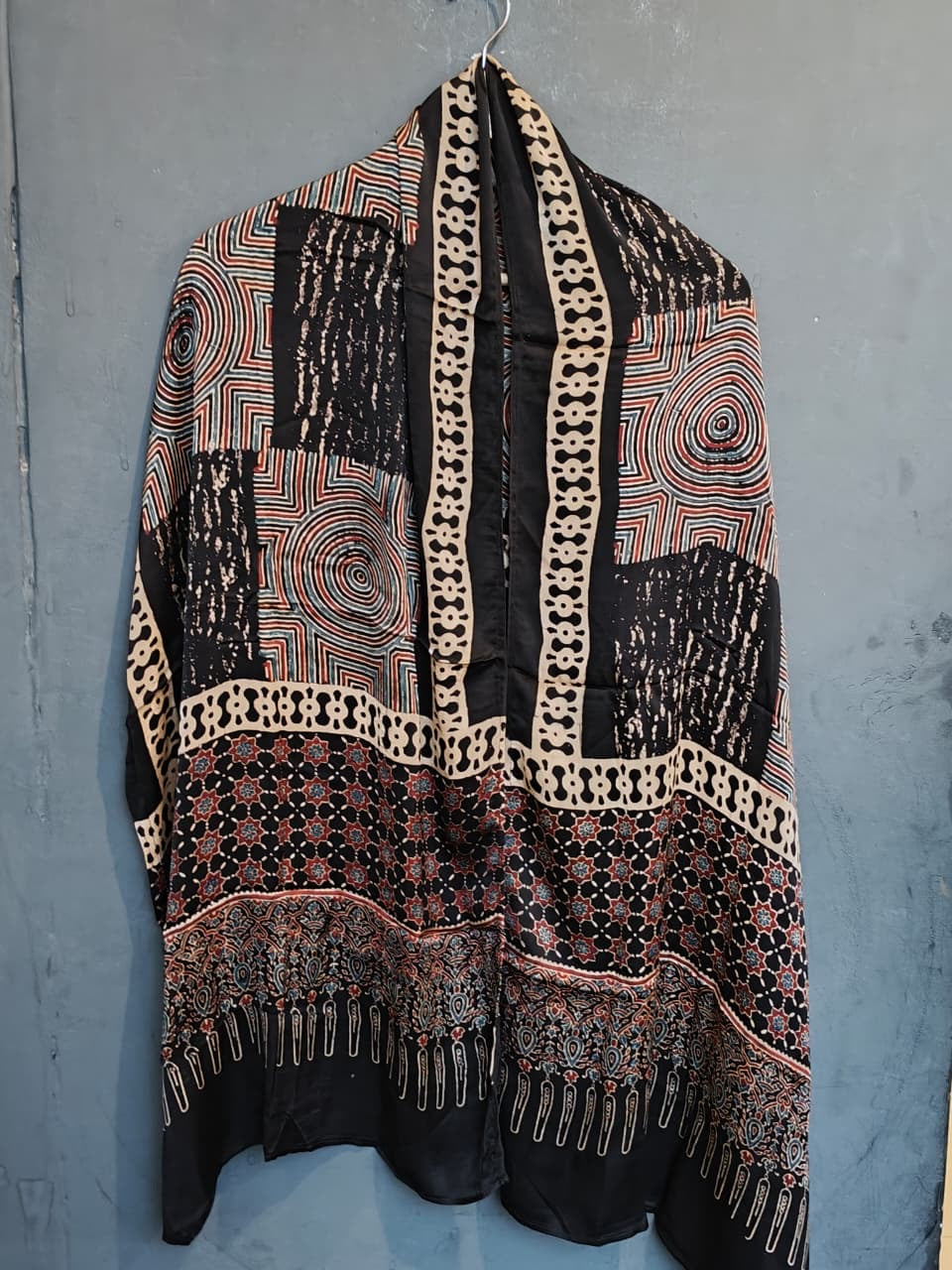 Ajrakh hand block printed soft modal stole - click to see colors and designs
