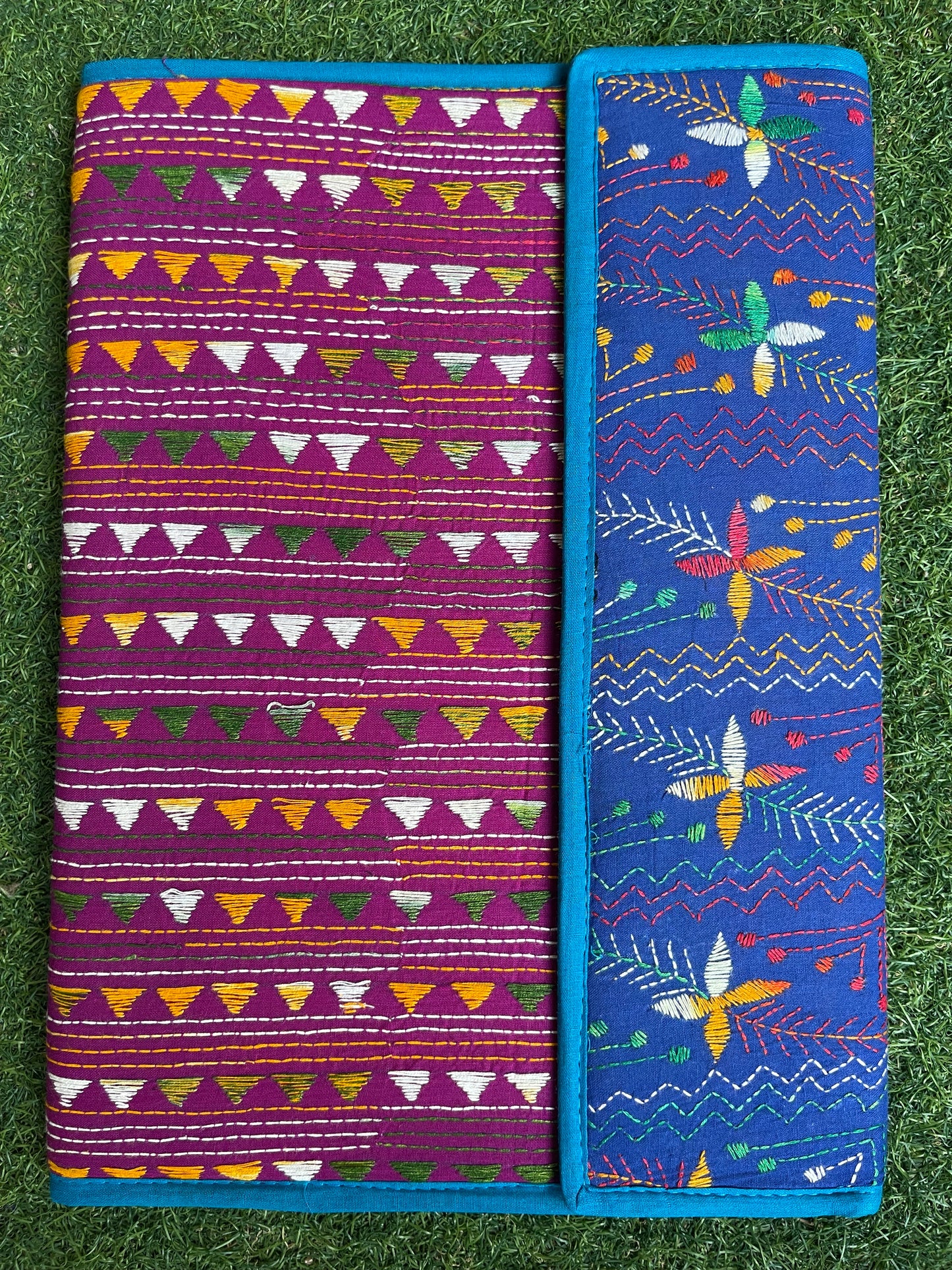 Kantha hand embroidered folder
