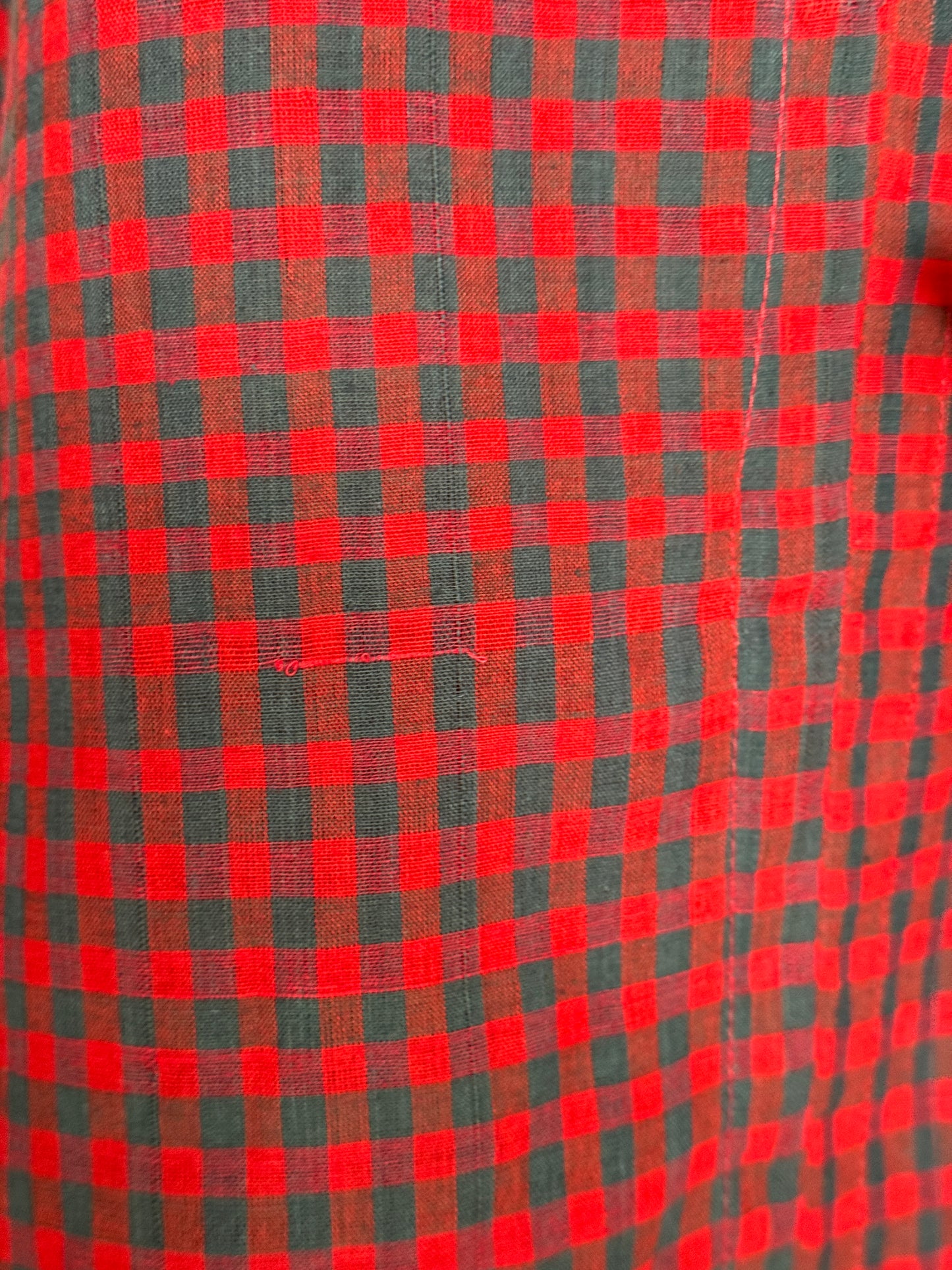Red and blue checks cotton handloom kurti