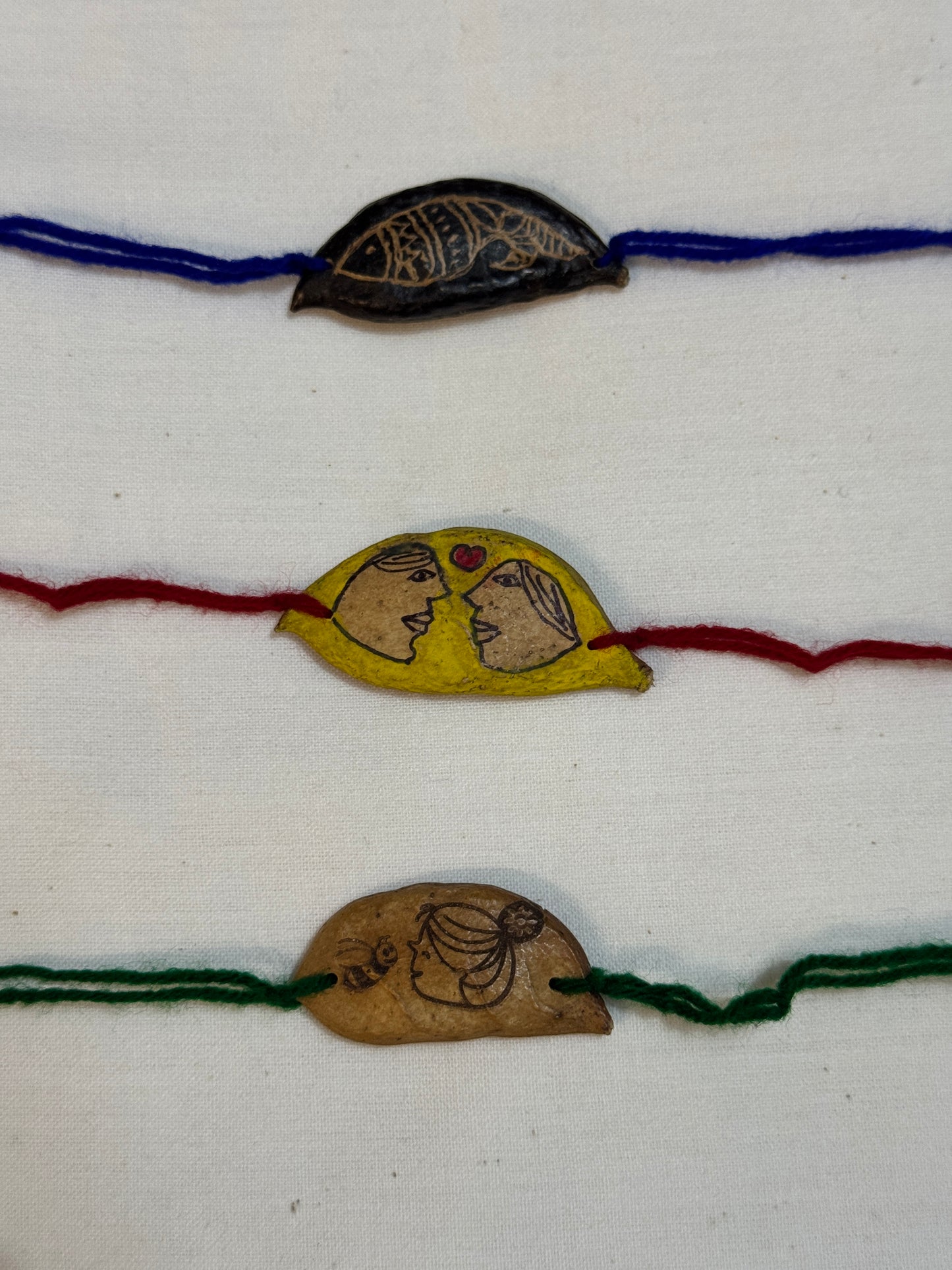 Karanja / Gaanuga / Ponga seed rakhi - hand crafted rakhi with etching / painting details - design options available