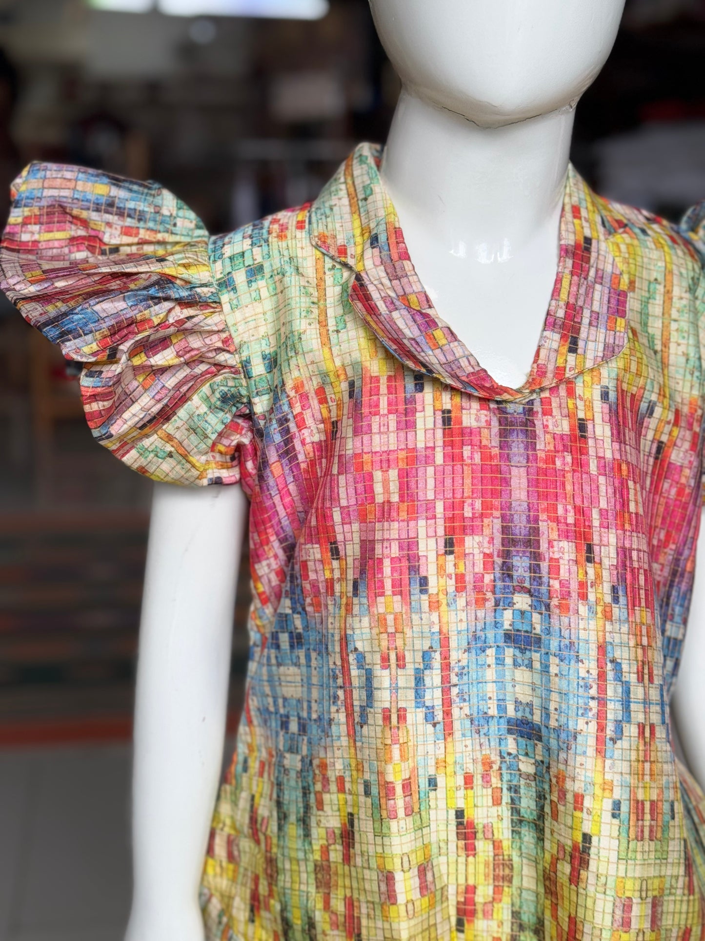 Colorful digital printed designer dress for girls