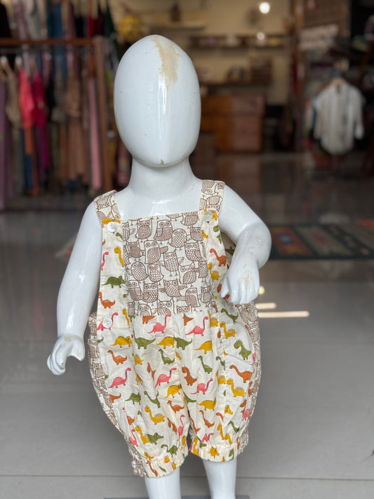 Rompers for babies - hand block printed upcycled soft cotton fabric scrap based unisex outfit for boys and girls