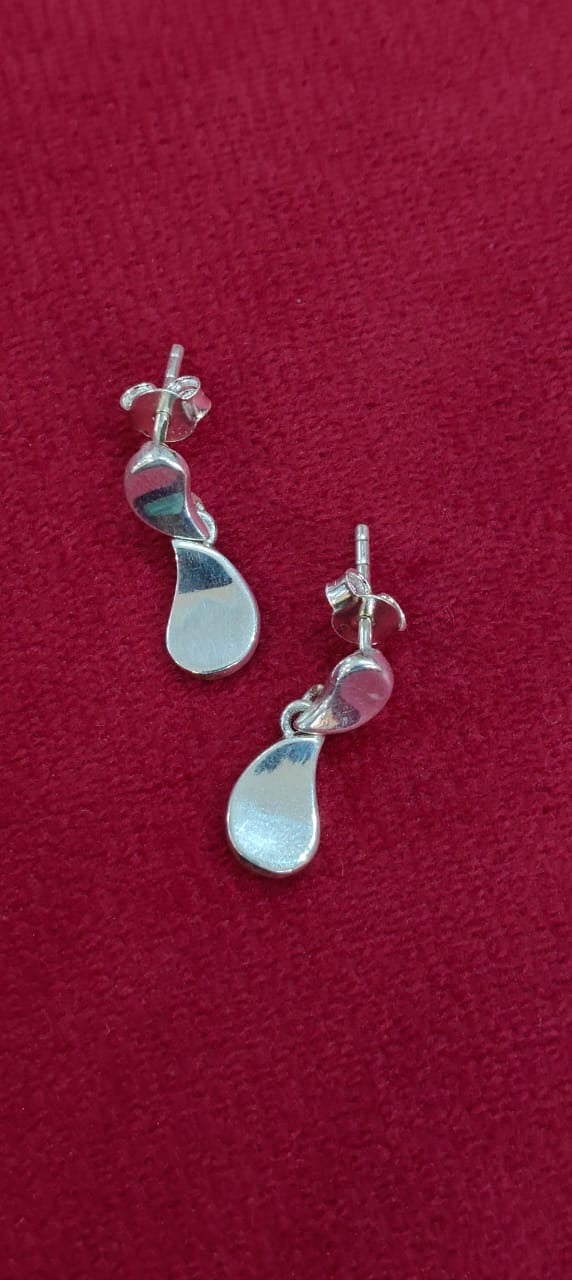 Silver double drop shaped 92.5 sterling silver ear rings
