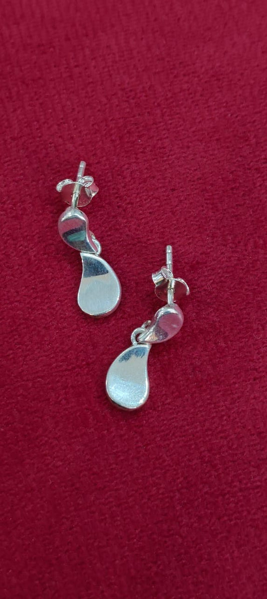 Silver double drop shaped 92.5 sterling silver ear rings