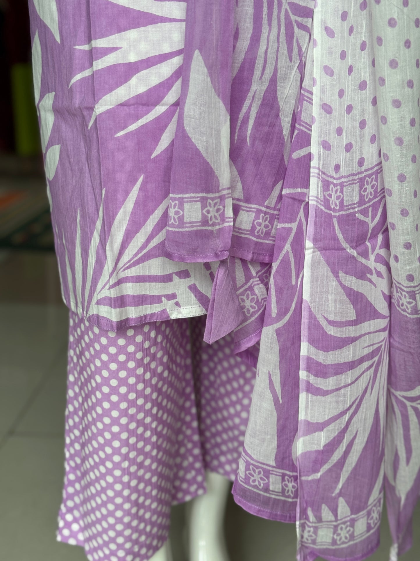 Plus size (4xl and above) cotton embroidered straight kurti, pants and dupatta - 3 piece suit set - multiple colors available