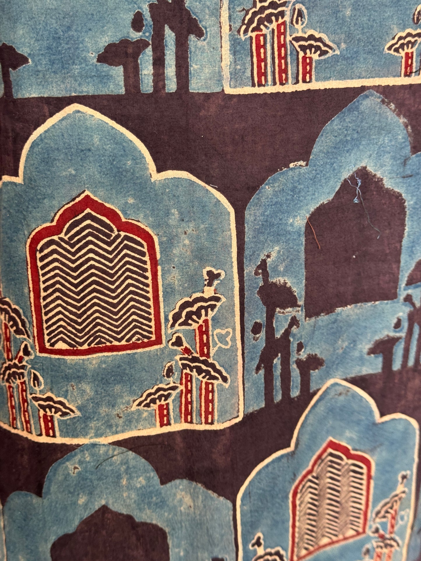 Jharokhas design Indigo Ajrakh hand block printed cotton sleeveless straight kurti