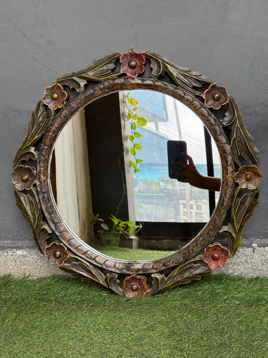 Mirror in distress finish wooden frame - hand crafted wall decor - click to see options available