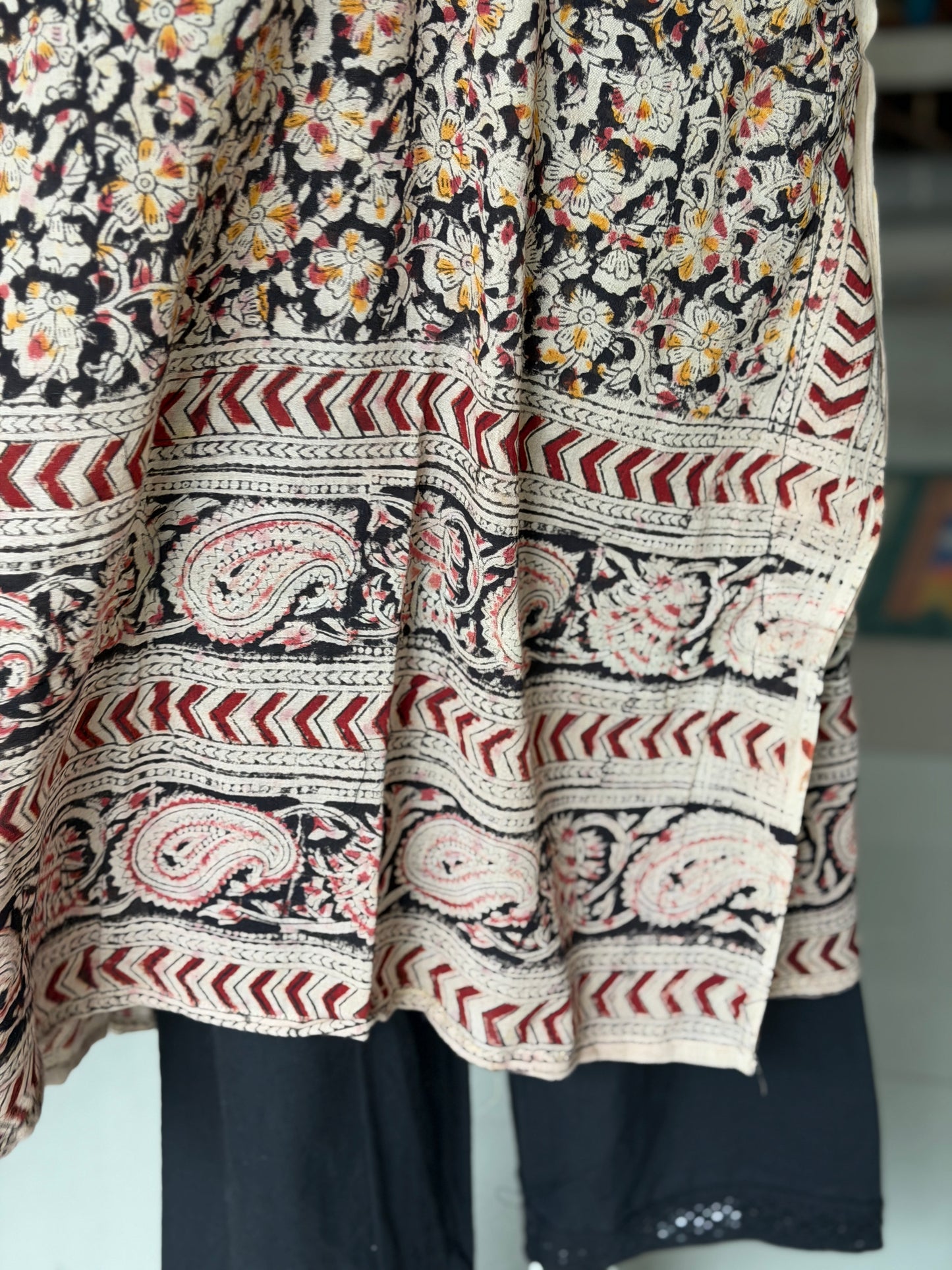 Kalamkari kaftan kurti - soft cotton with hand block prints - designs n colors options available