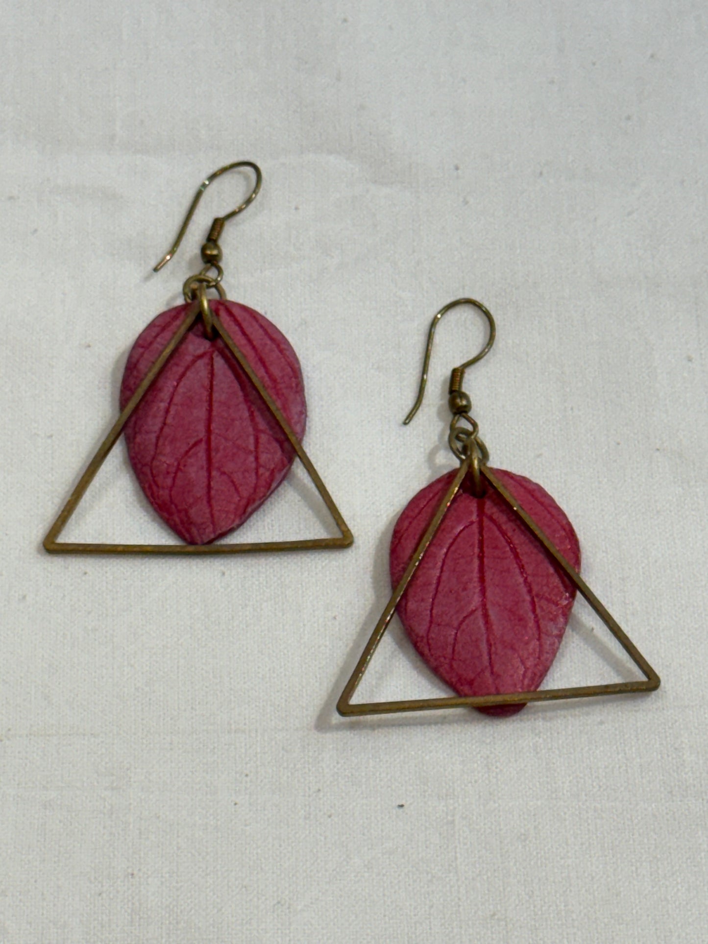 Leaves design handcrafted papier mache unique light weight earrings