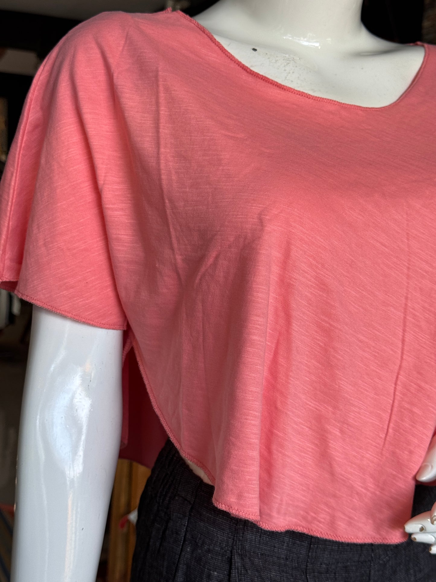 Knit cotton cape style crop top -  free size stretchable