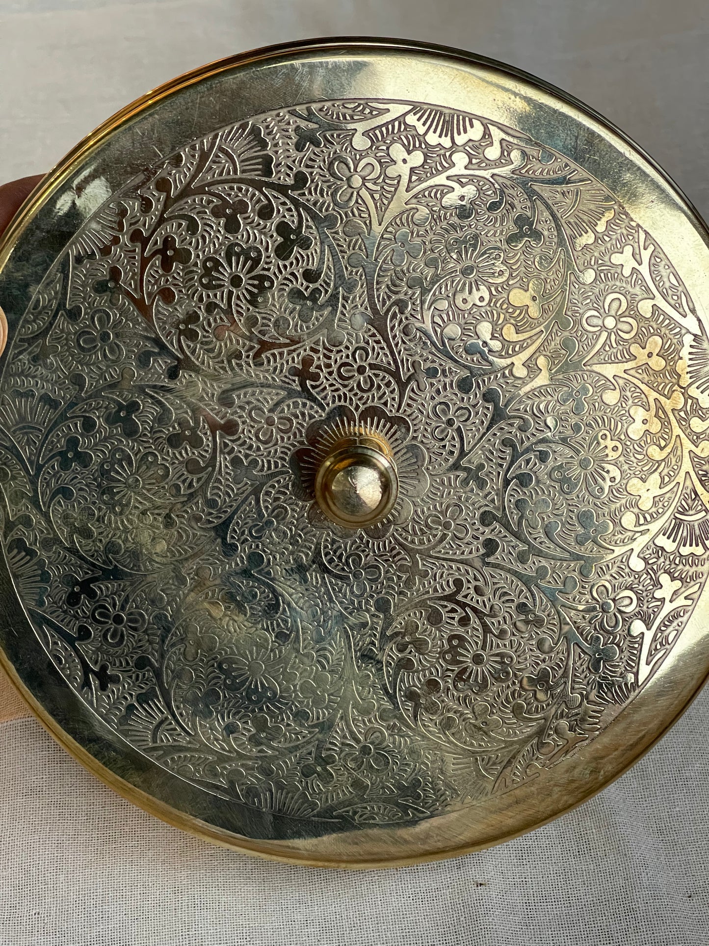 Brass 7 inches spice masala box - with 7 jars and a spoon