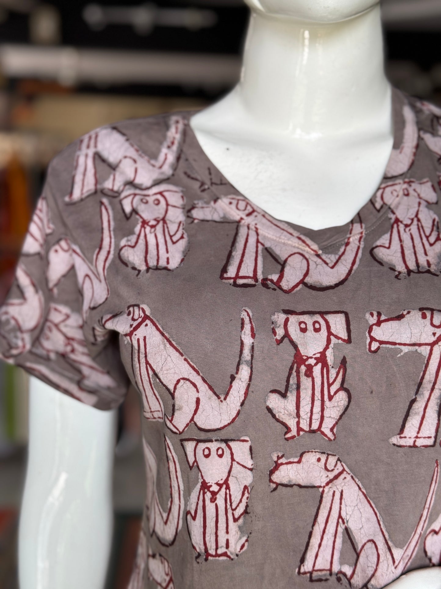 Beautiful cut womens tees - cotton, hand block printed, natural dyed tshirt for women - multiple designs and sizes