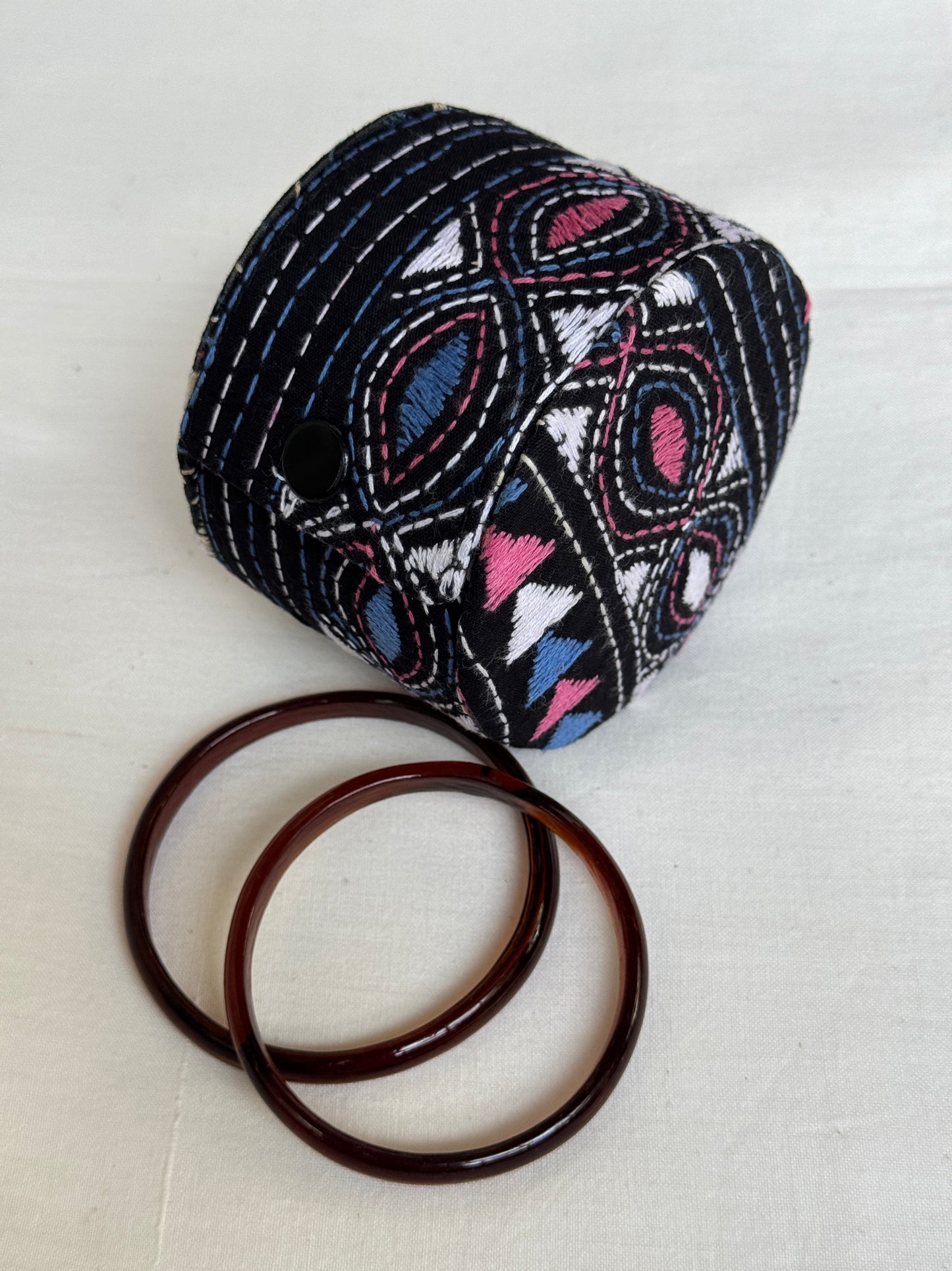 Bangle box with kantha hand embroidery - hard shell