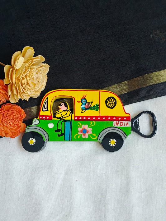 Bottle opener cum fridge magnet - quirky designs - wooden hand painted