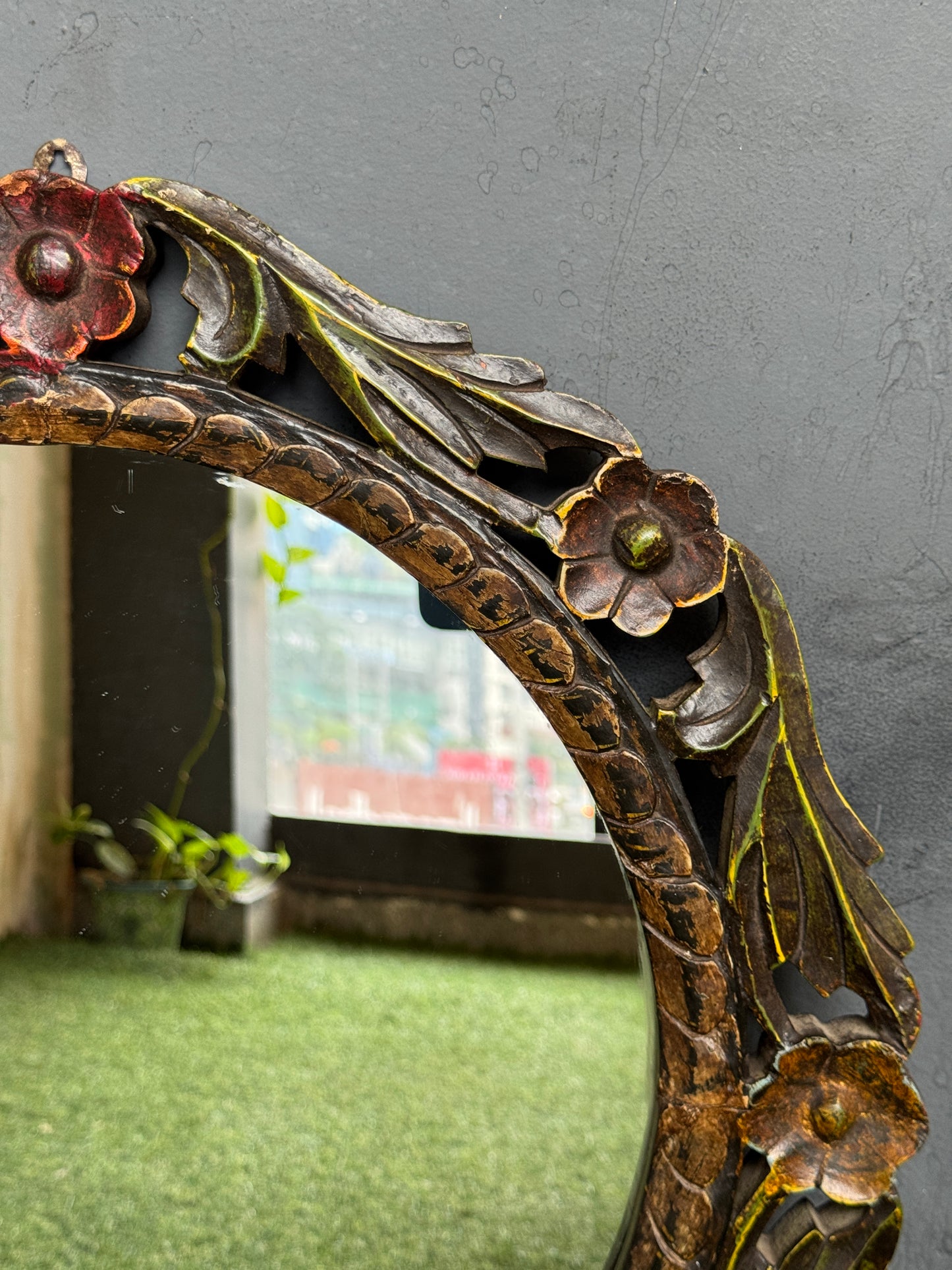 Mirror in distress finish wooden frame - hand crafted wall decor - click to see options available
