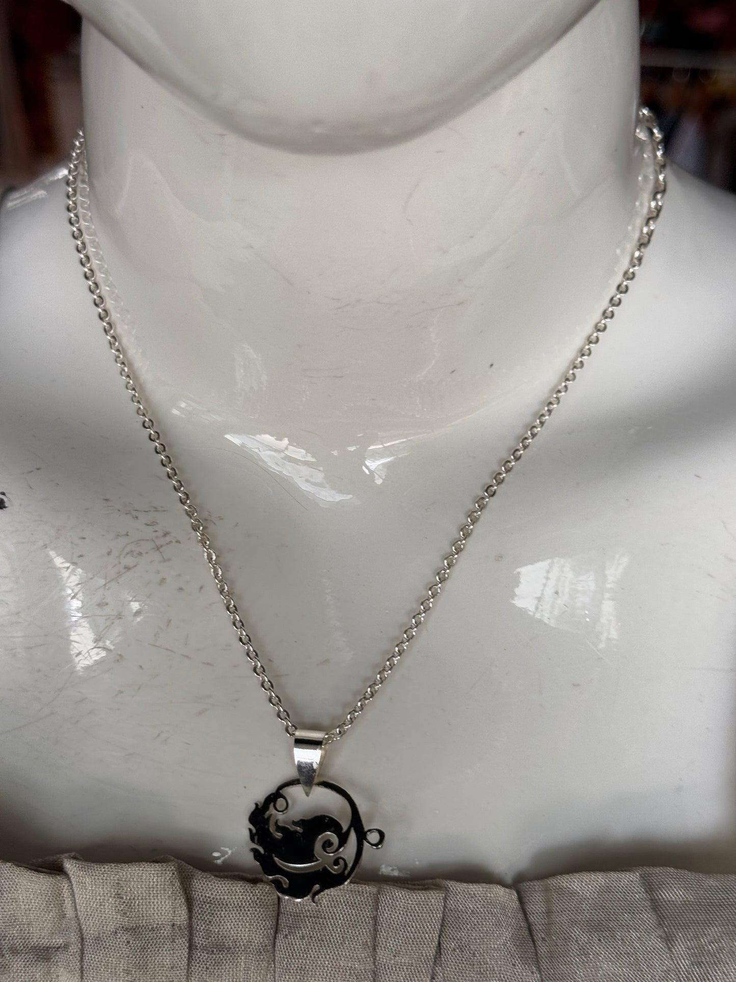 Pendant with chain - copper handcrafted neckpiece