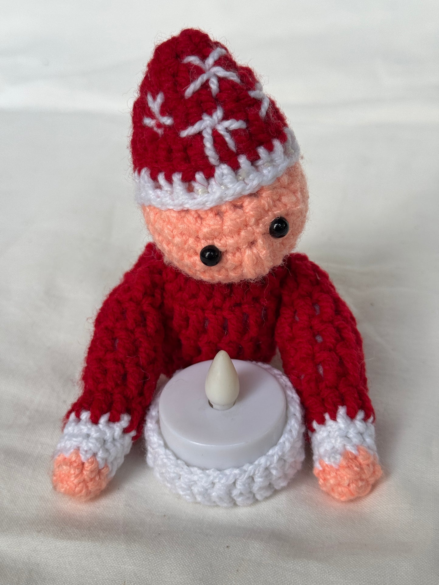 Crochet t-light holding fairy - handcrafted decor