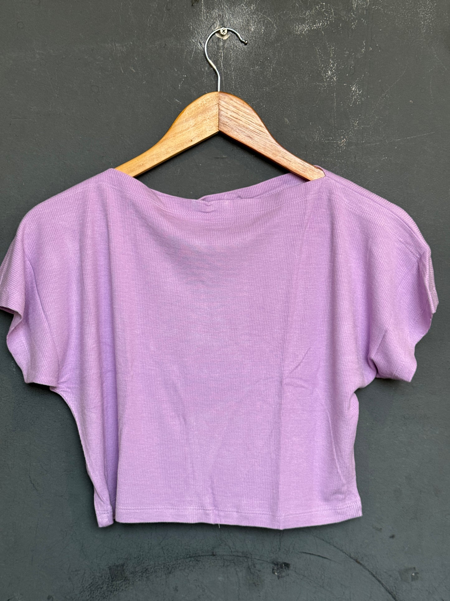 Boat neck textured stretchable free size crop top / blouse - multiple shades