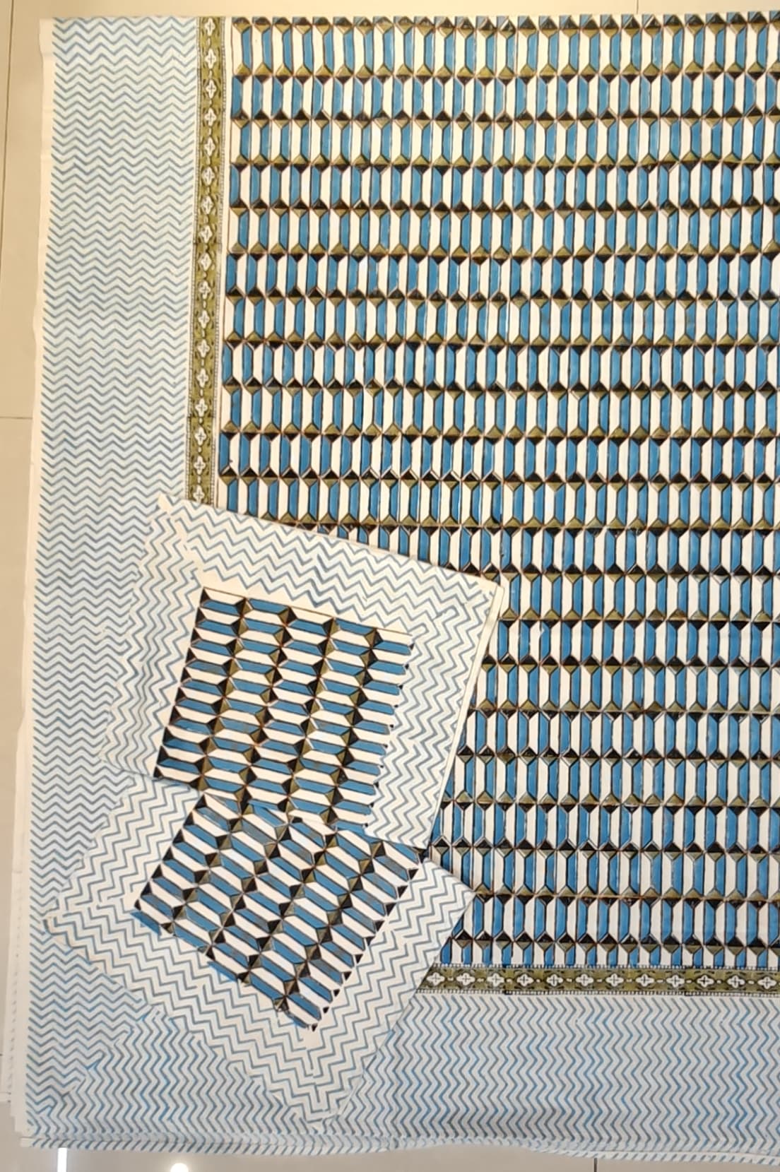 Super king hand block printed 108x108 inch bedsheet with 2 pillow cases - multiple designs available