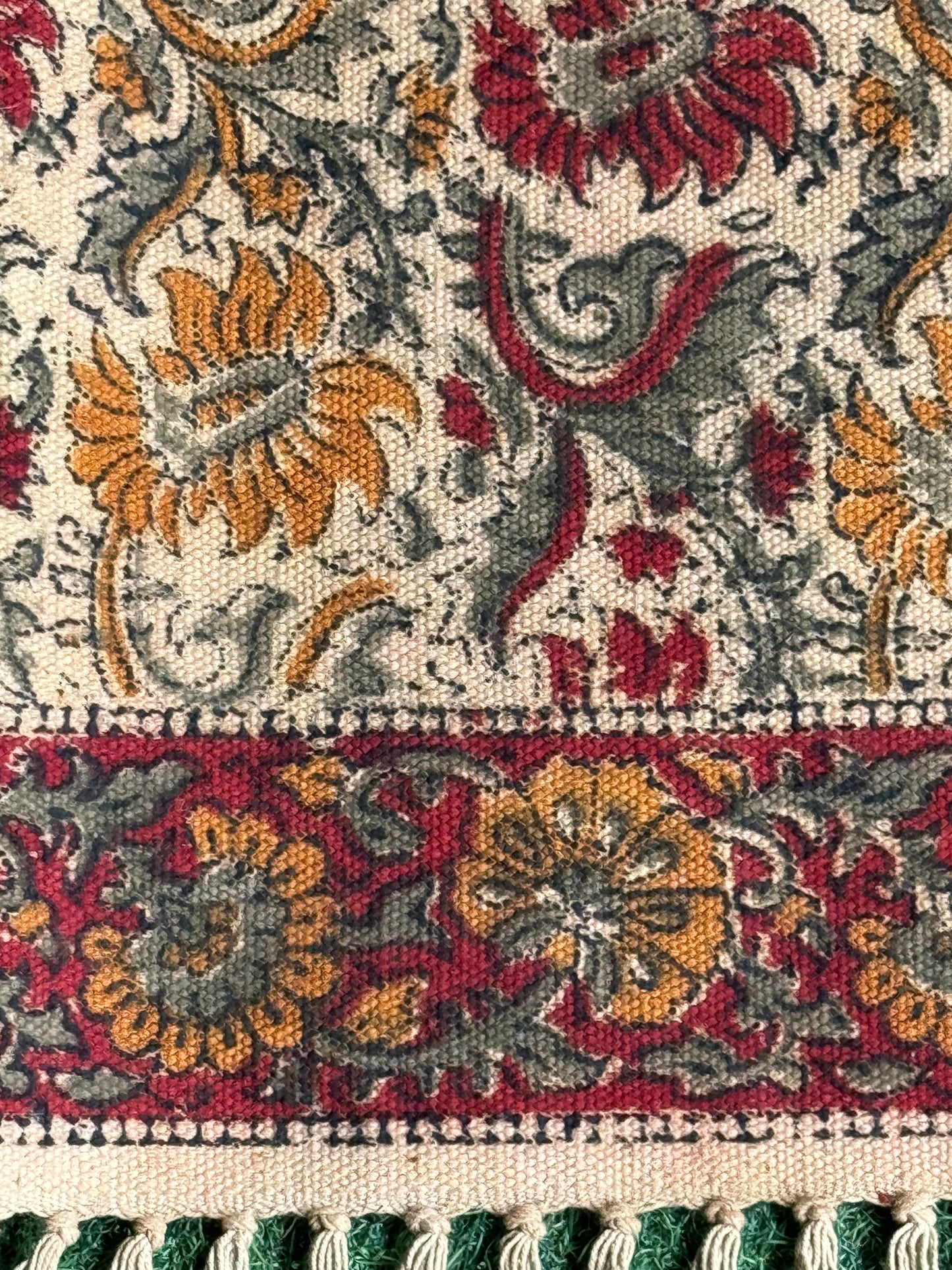 3 x 5 feet cotton Kalamkari hand block printed carpet