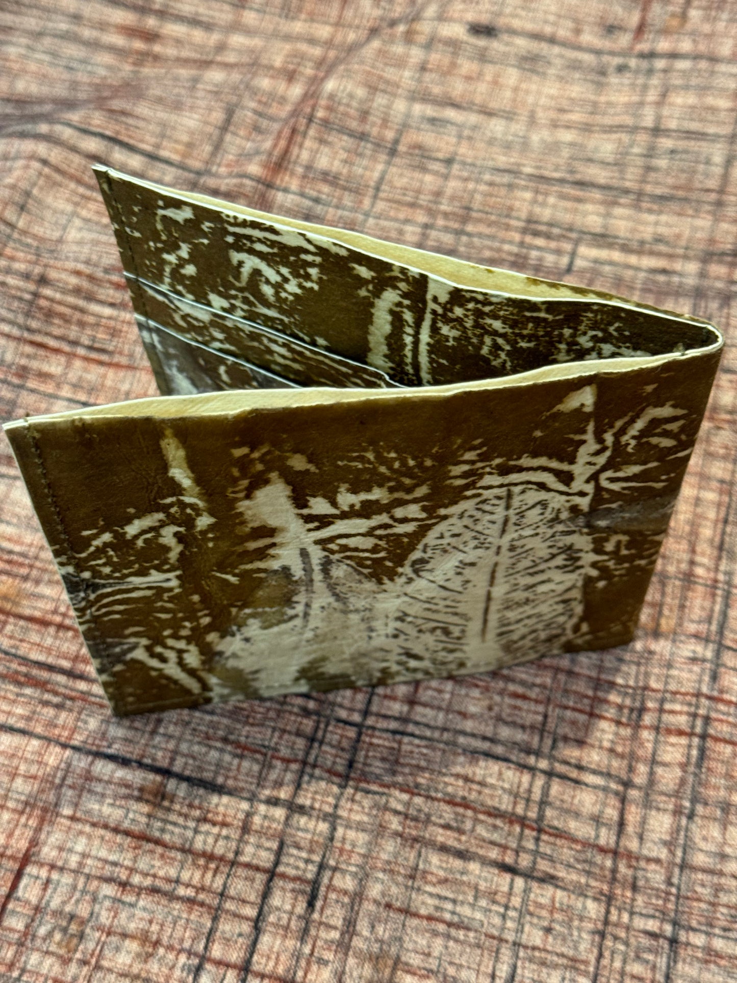 Eco printed paper fabric hand crafted foldable wallet