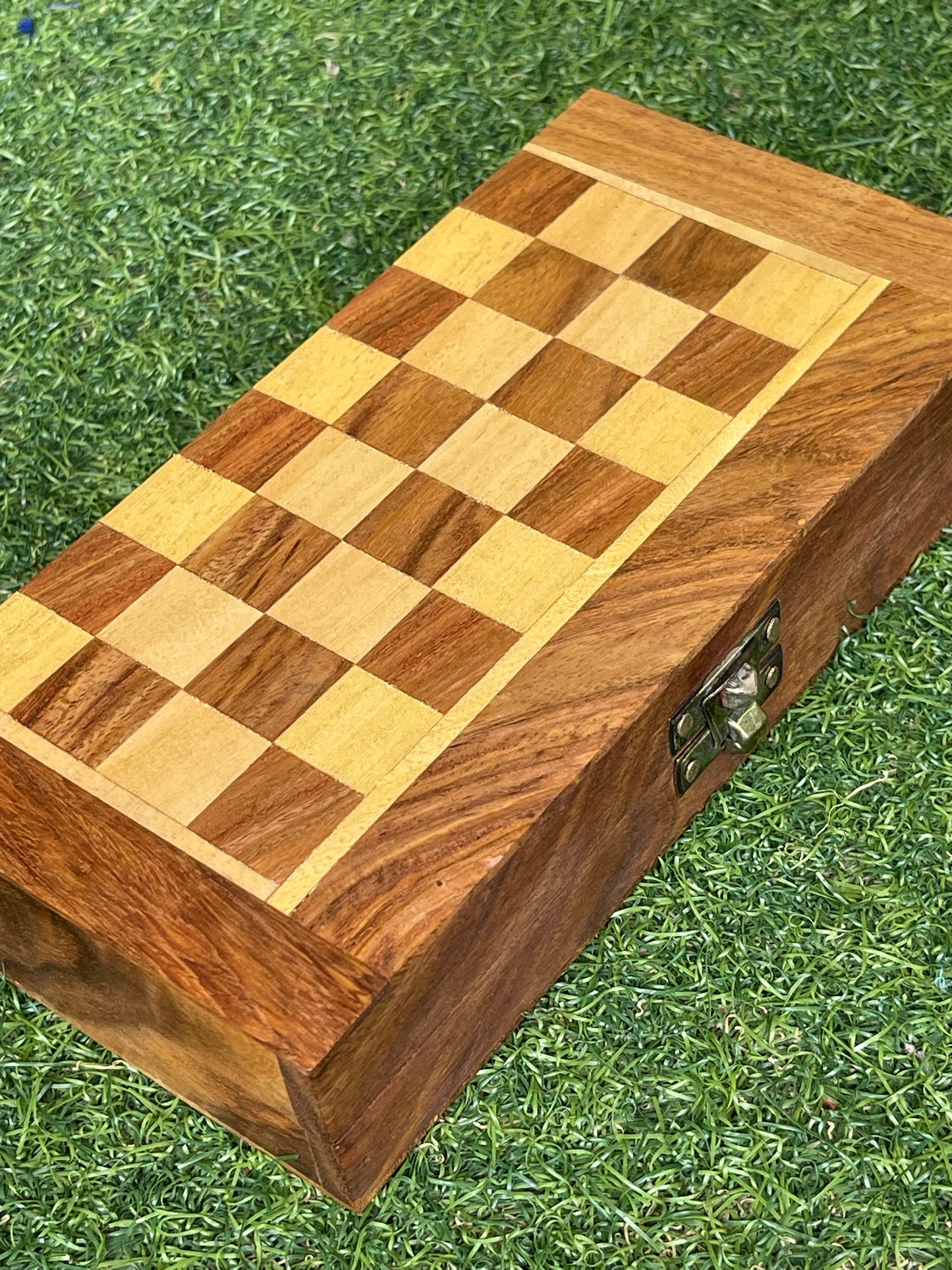 Chess game - handcrafted wooden box with magnetic pieces
