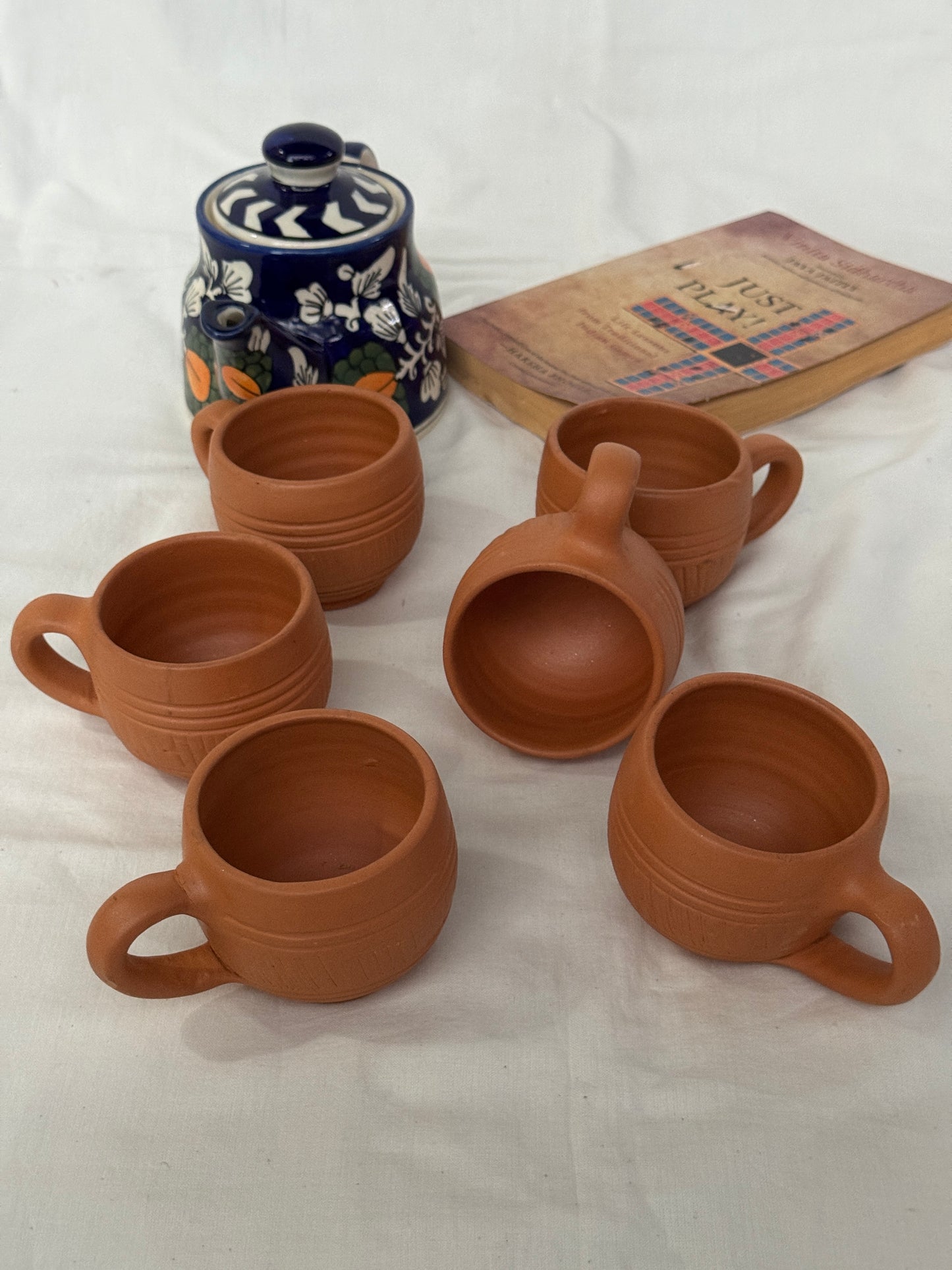 Clay tea cups - 6 pieces set - design options available
