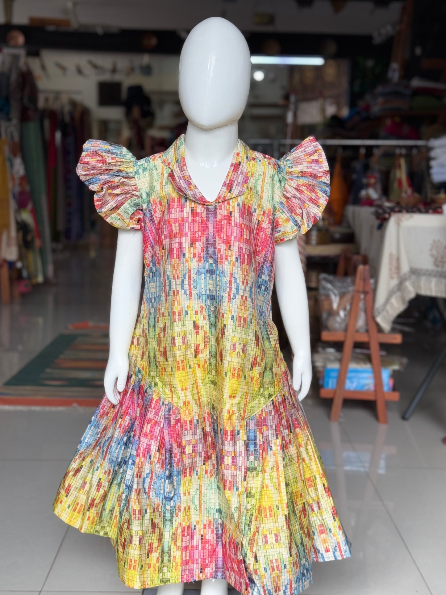 Colorful digital printed designer dress for girls