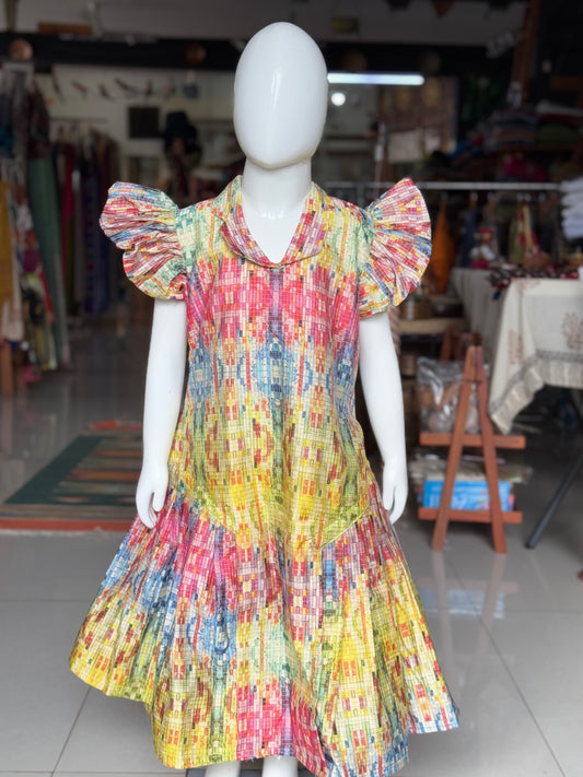Colorful digital printed designer dress for girls