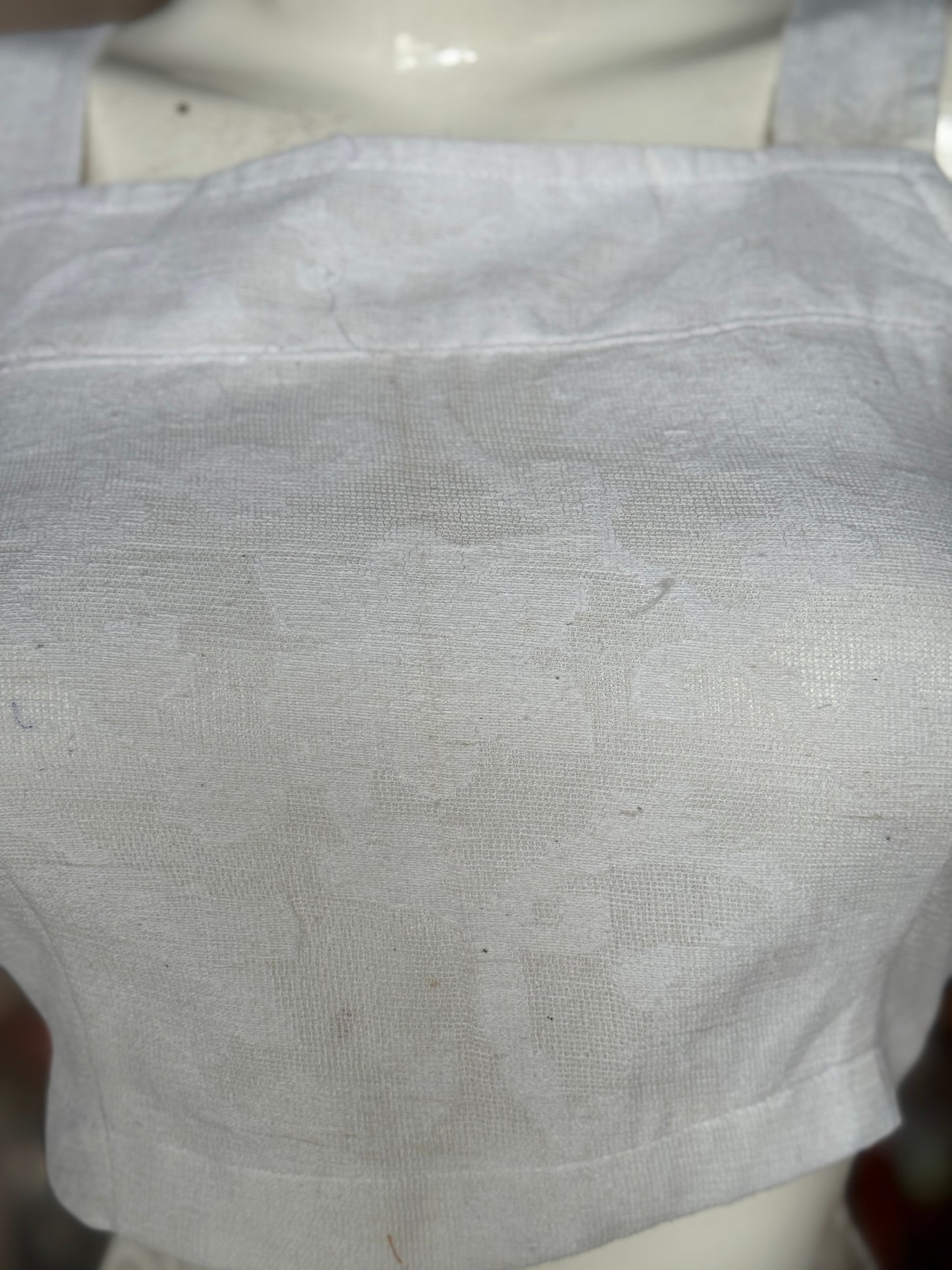 White cut work cotton blouse with lining, back open - design option available
