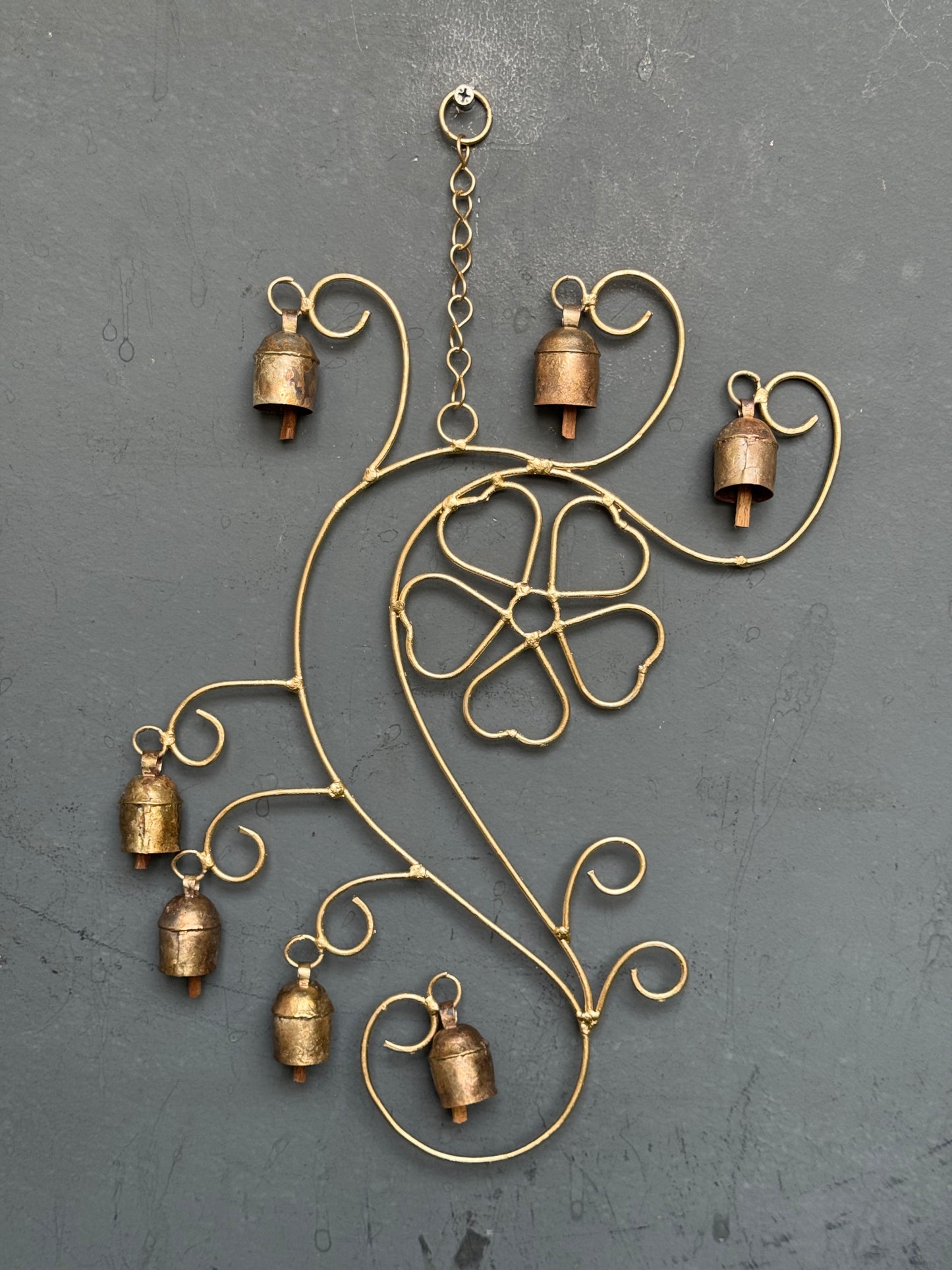 Climber - copper handcrafted 7 bells hanging