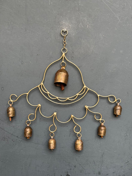 Hat with bells  - copper handcrafted 7 bells hanging