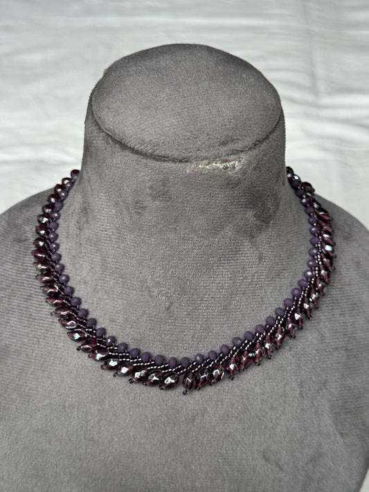 Lavender glass and poth beads choker neckpiece