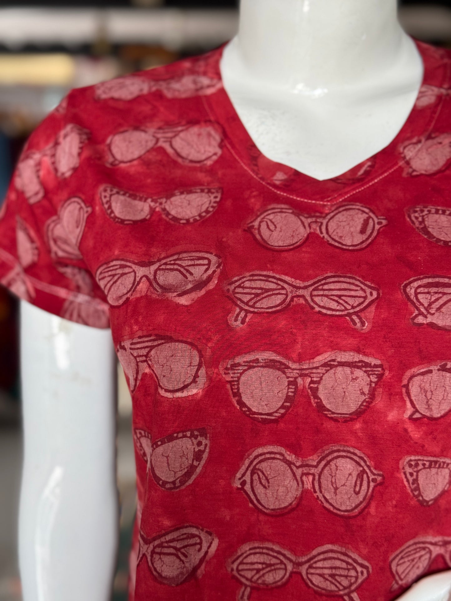 Beautiful cut womens tees - cotton, hand block printed, natural dyed tshirt for women - multiple designs and sizes