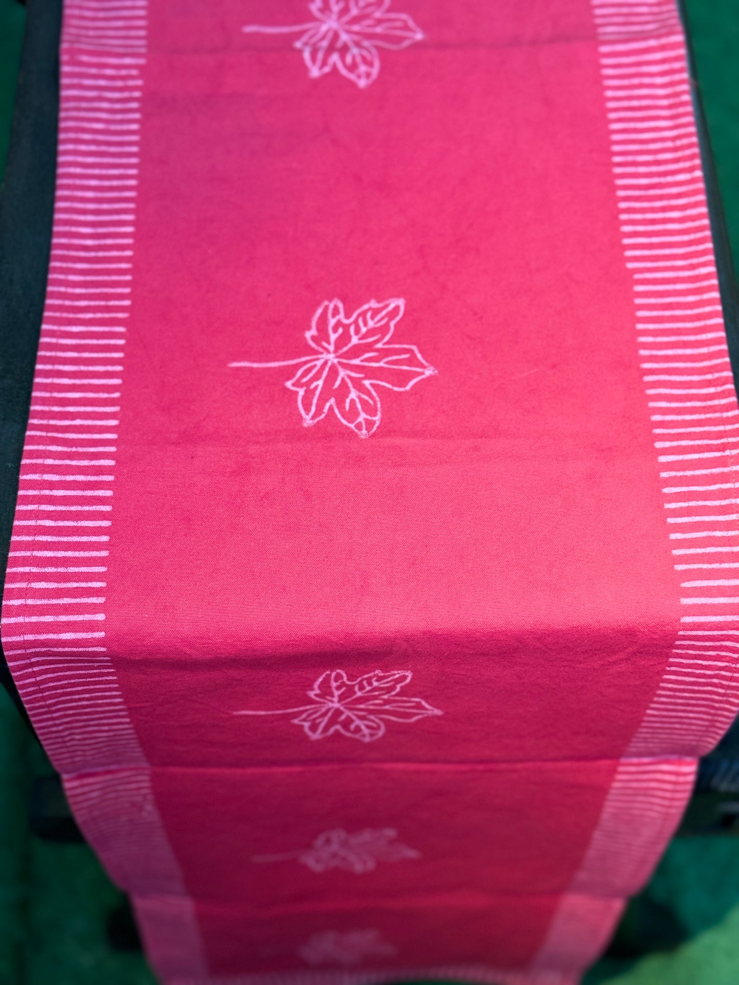 Hand block printed canvas table runner