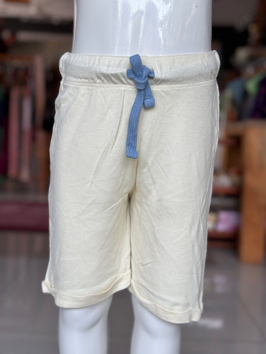 Off white knit bamboo soft unisex shorts for children