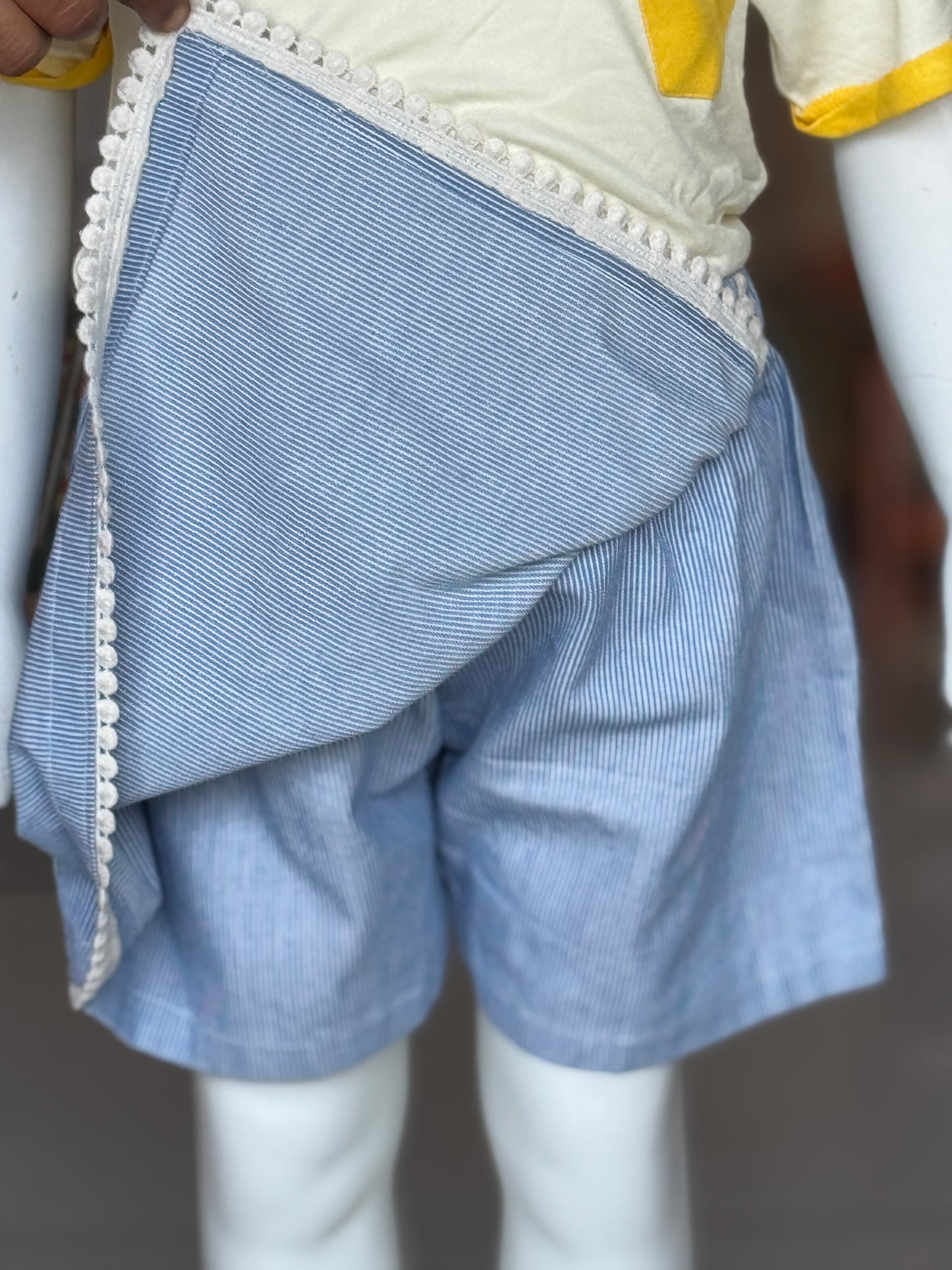 Blue stripes skirt style shorts for girls