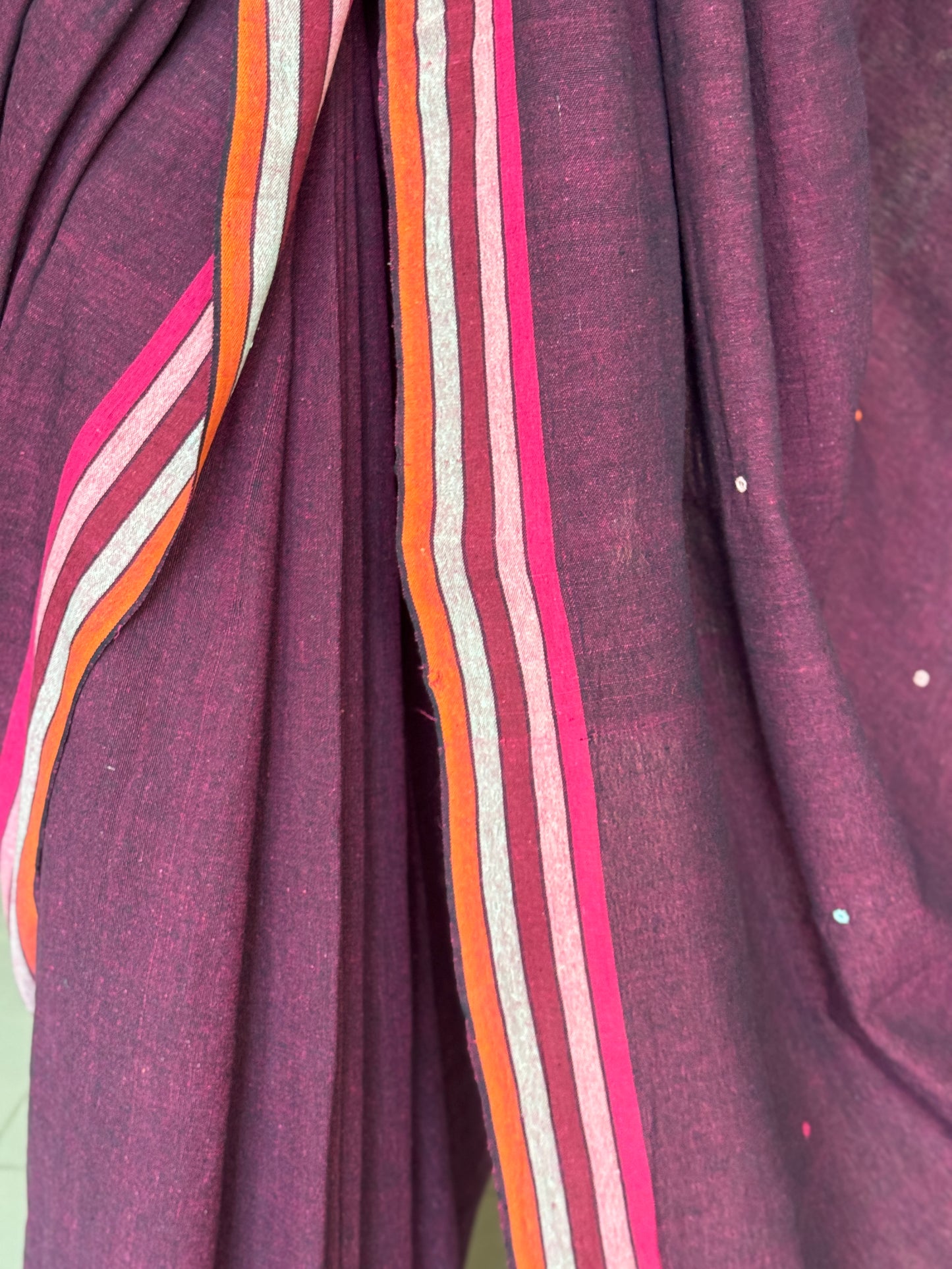 Kala cotton hand woven saree with mirror embroidery on palla and colorful borders - multiple shades available