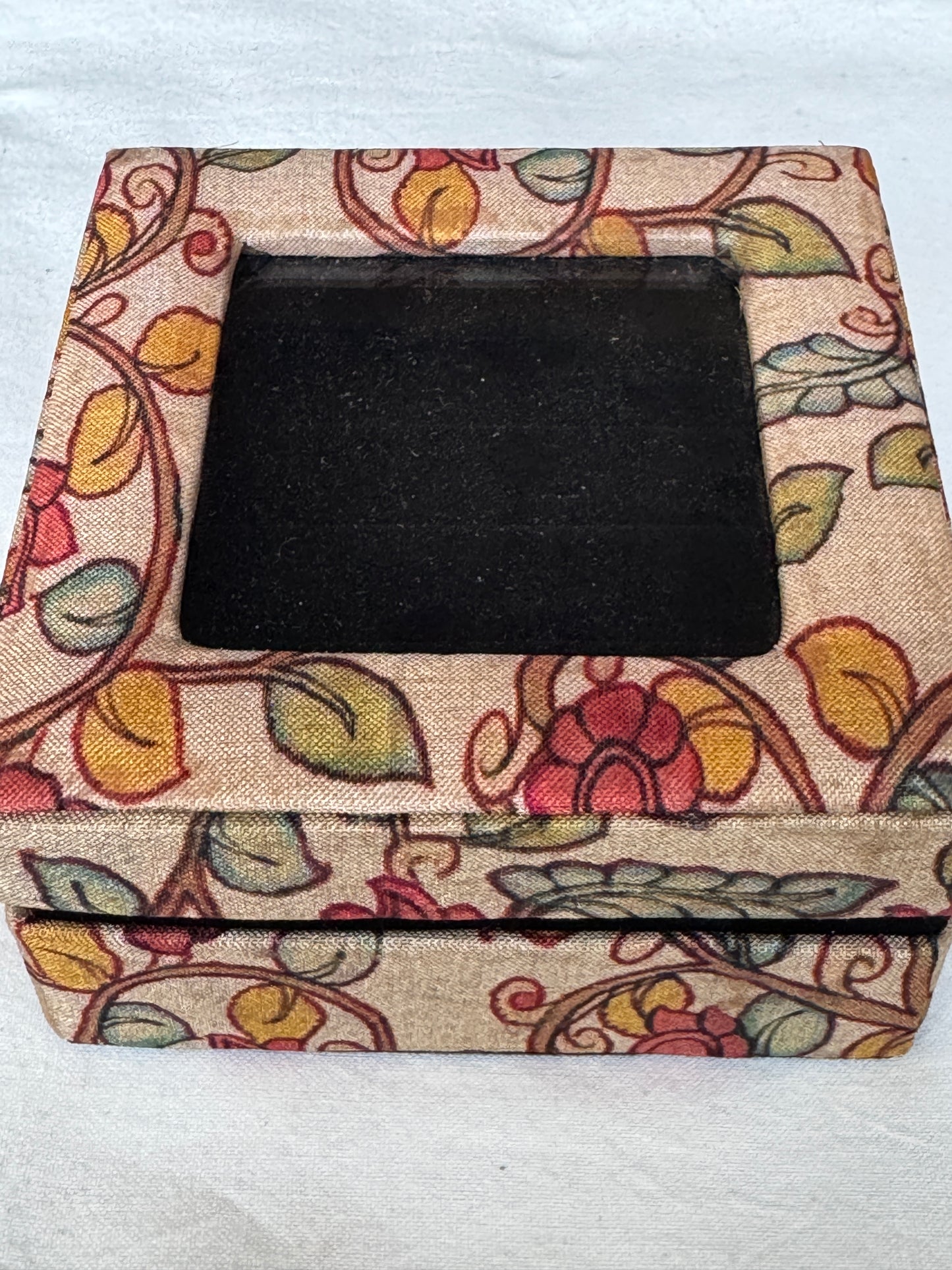 Finger rings / Ear rings organizer / gift box - hand block printed fabric wrapped box handcrafted with see through top