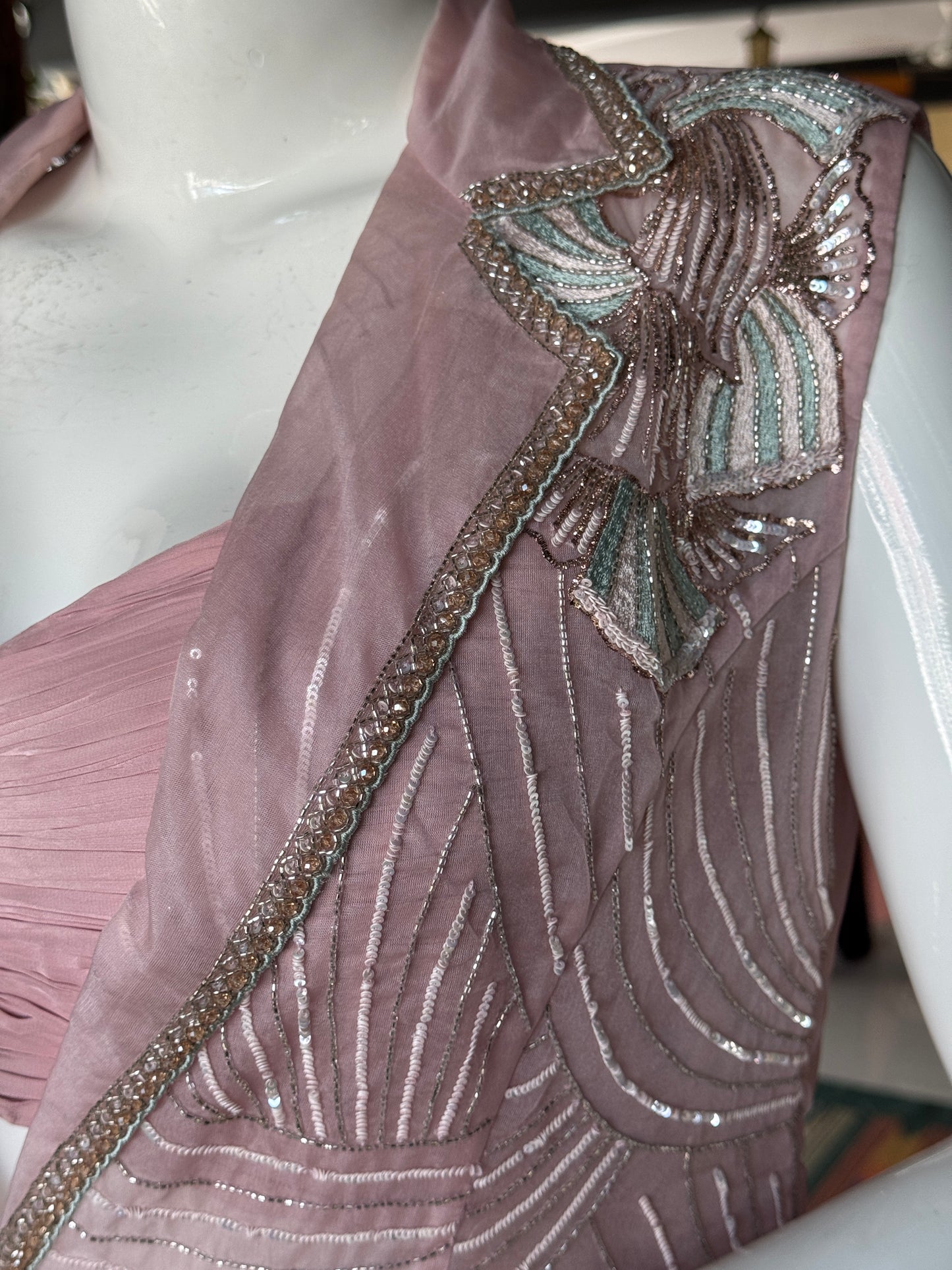 Soft pink wonder - hand embroidered organza jacket, crepe bustier and sharara - 3 piece set