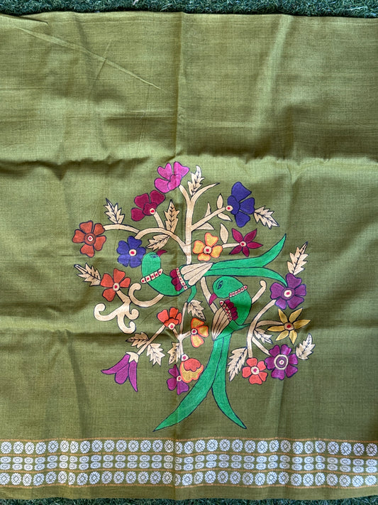 Hand crafted unstitched blouse fabrics on handloom cotton base - Hand painted / embroidered - click to see designs and colors