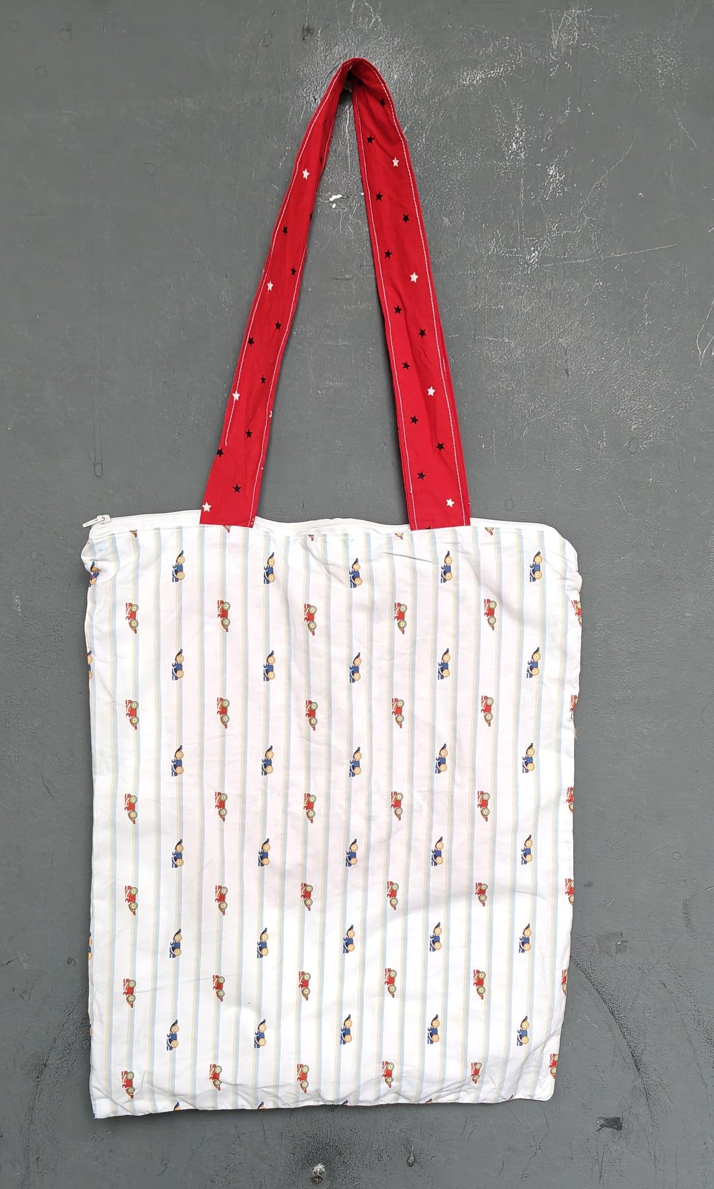 Fabric bag - patchwork hand crafted tote with flowers and butterflies